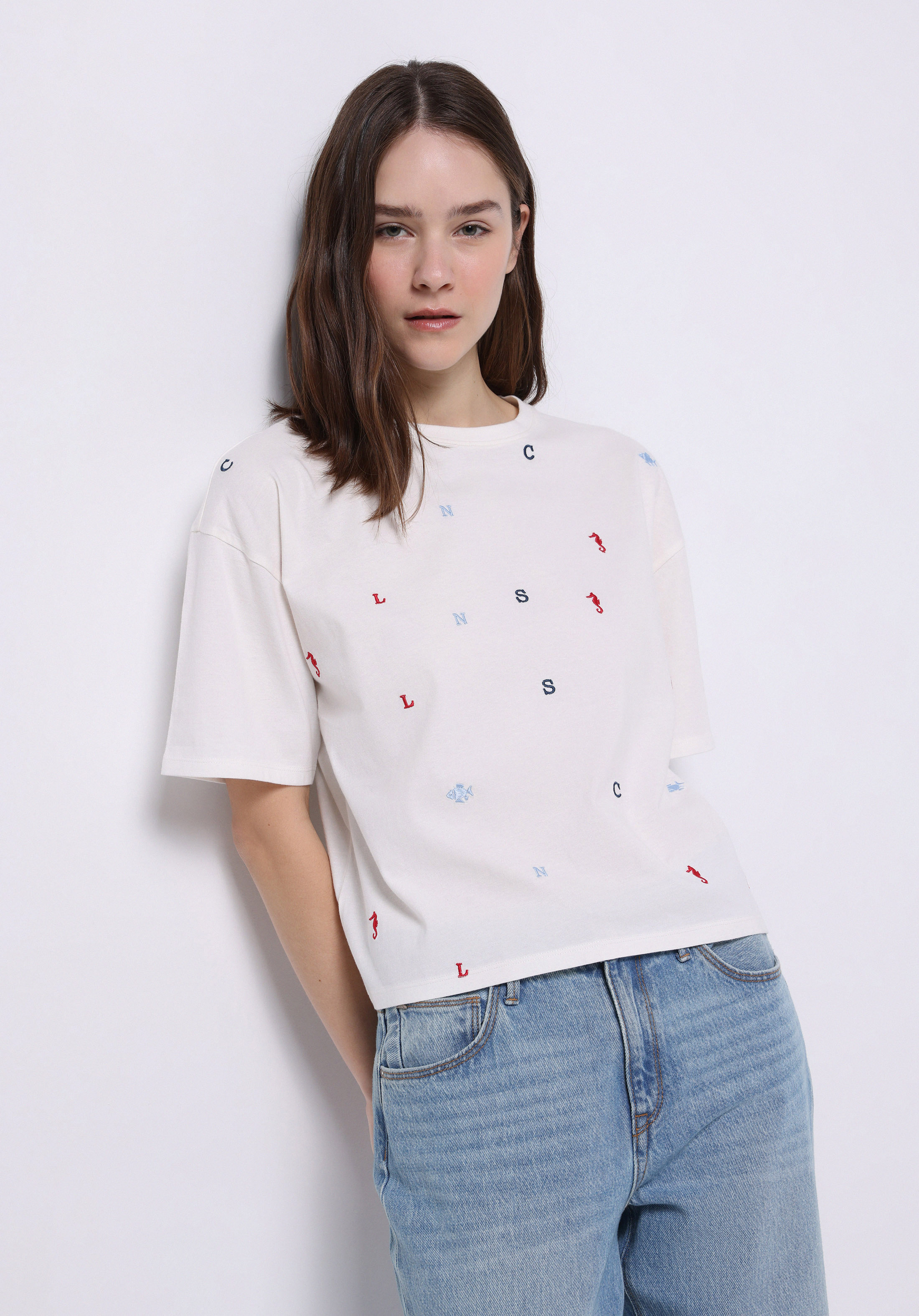 Afișați detalii pentru Tricou Cu Maneca Scurta De Dama Alb Regular Fit  Cl1075038