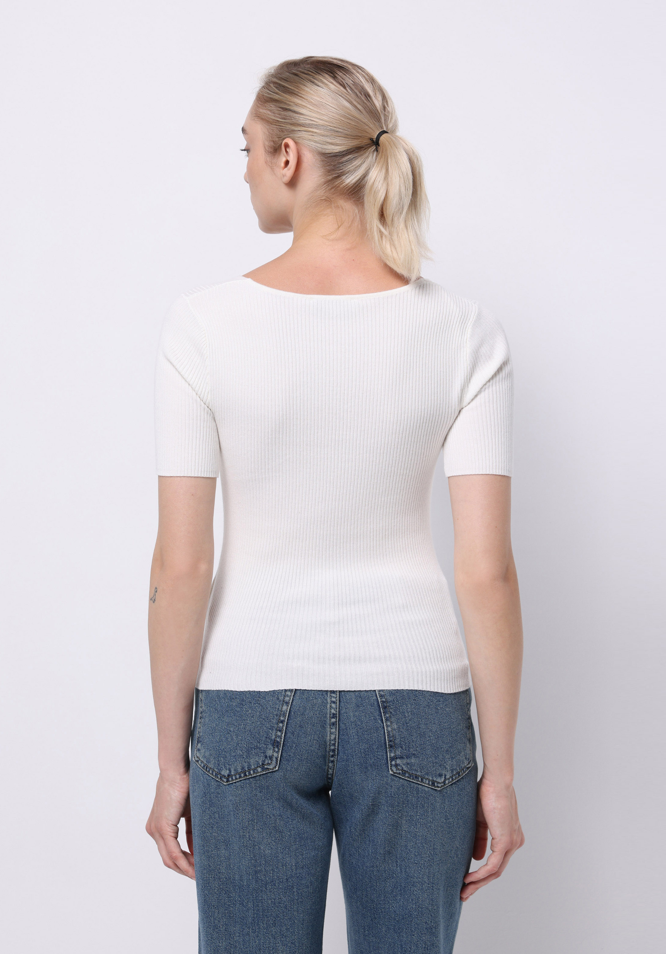 Afișați detalii pentru Pulover Cu Mâneci Scurte De Dama Alb Slim Fit  Cl1075688