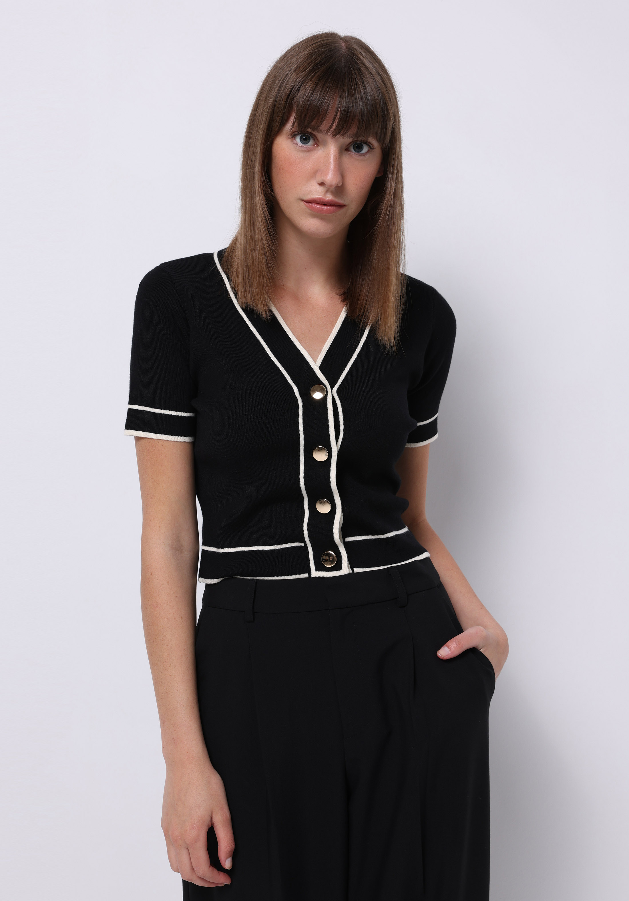 Afișați detalii pentru Cardigan De Dama Negru Regular Fit  Cl1075703