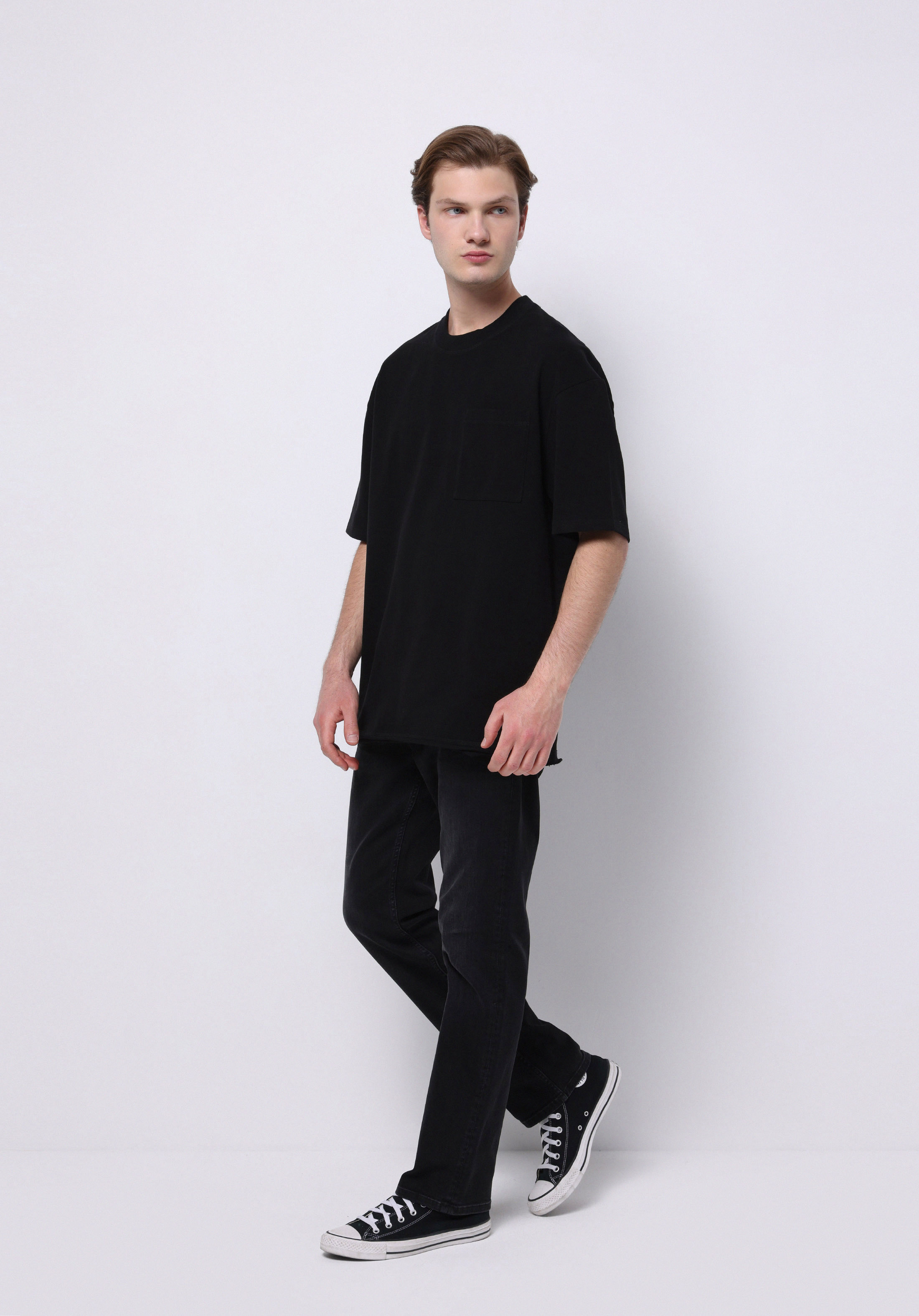 Afișați detalii pentru Tricou Cu Maneca Scurta De Barbati Negru Oversize Fit  Cl1075370