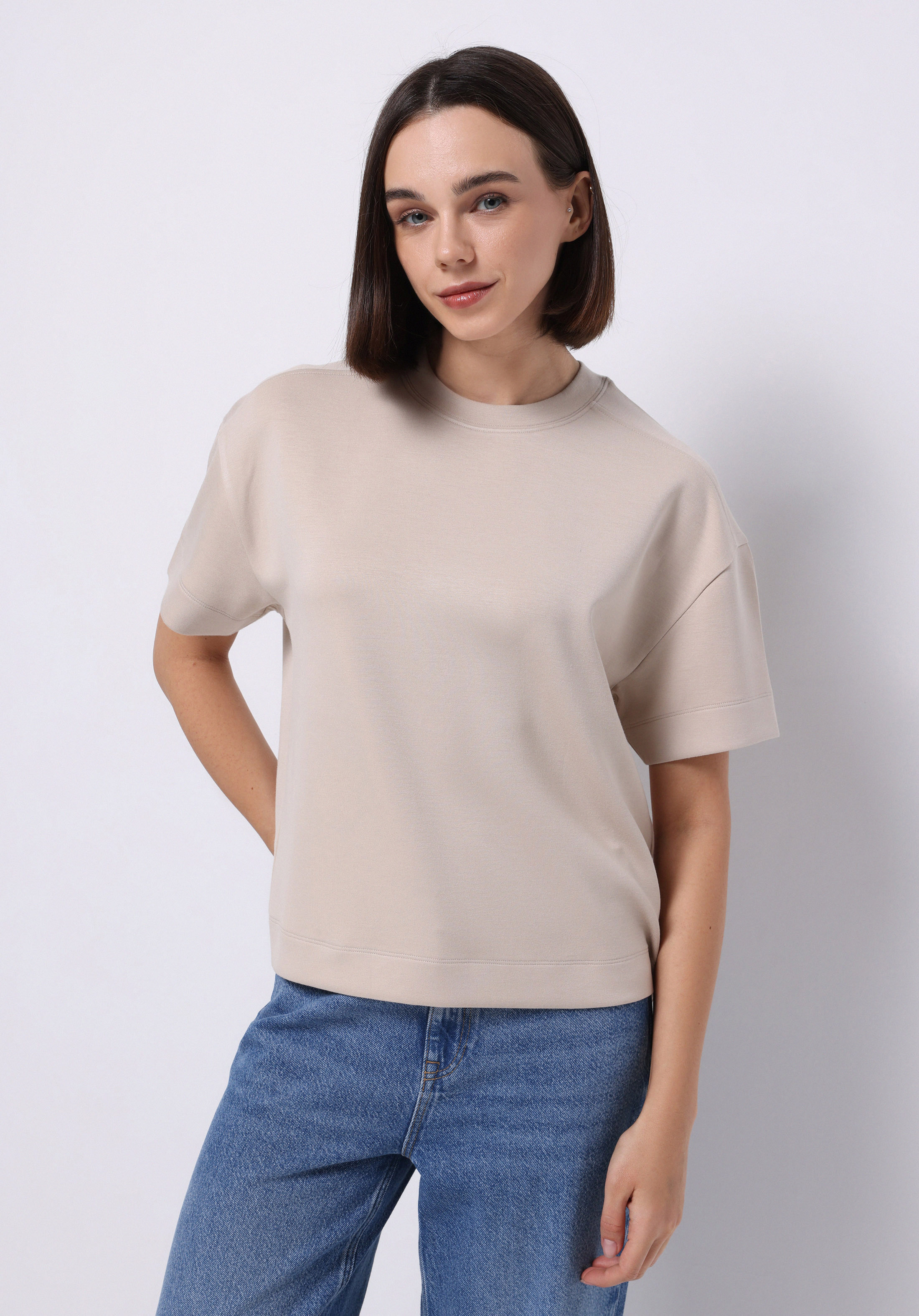 Afișați detalii pentru Tricou Cu Maneca Scurta De Dama Bej Regular Fit  Cl1075523