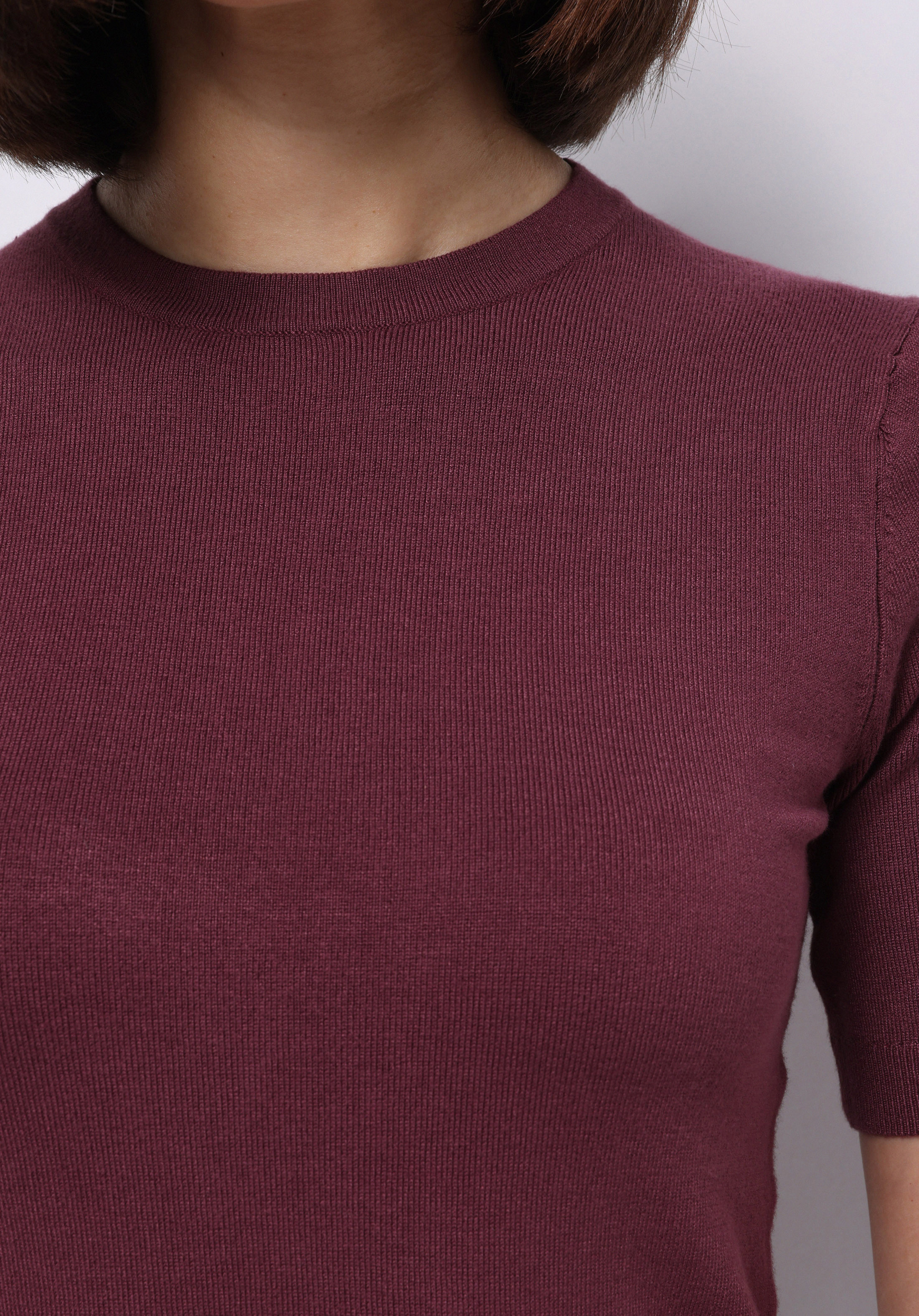 Afișați detalii pentru Pulover Cu Mâneci Scurte De Dama Bordo Slim Fit  Cl1075531