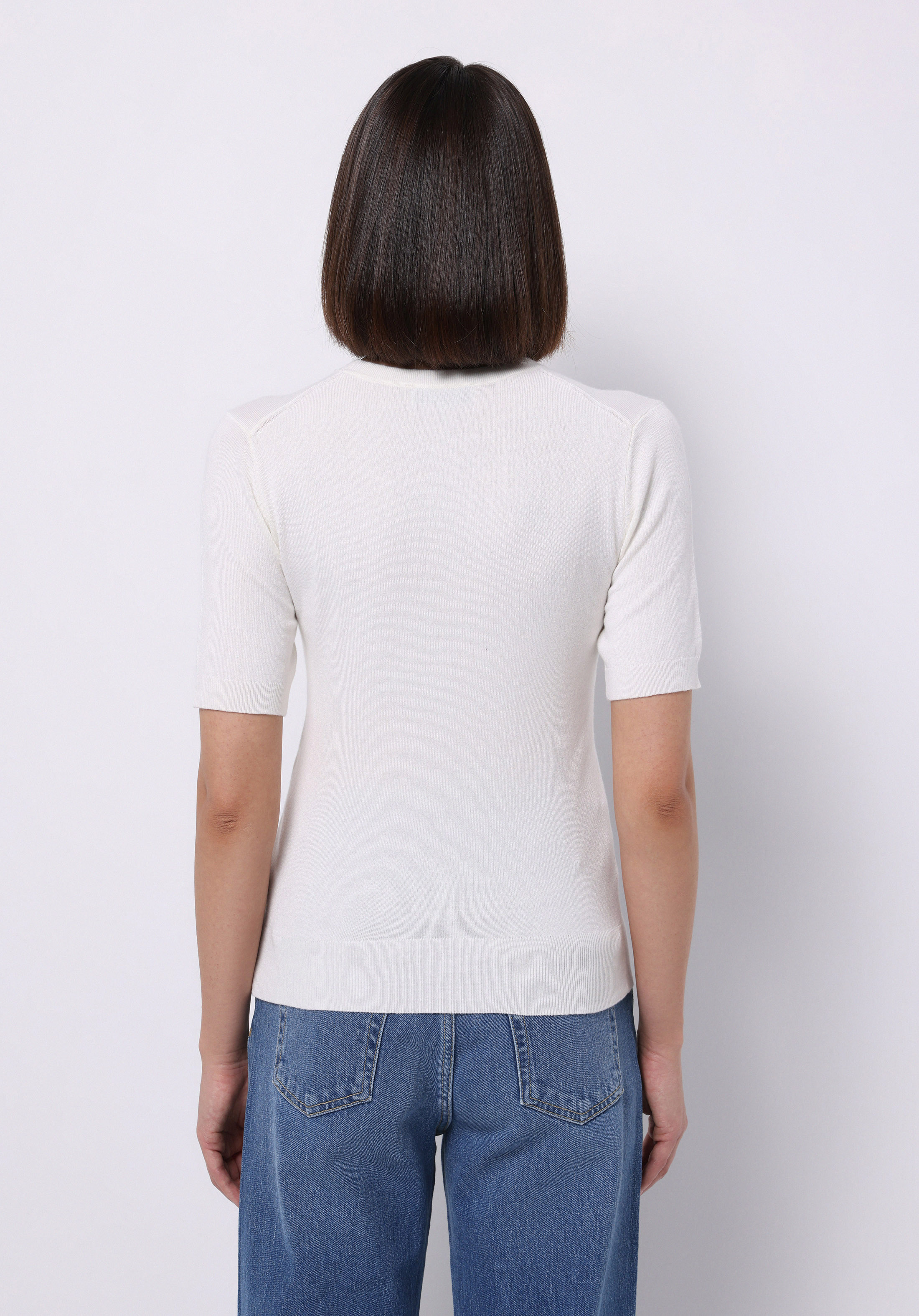 Afișați detalii pentru Pulover Cu Mâneci Scurte De Dama Alb Slim Fit  Cl1075531
