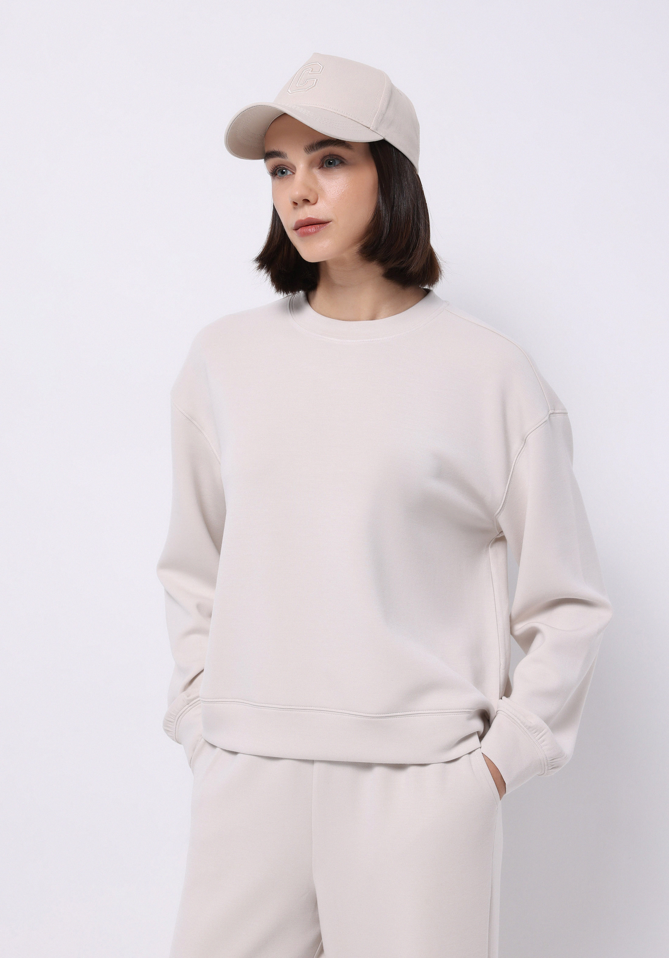 Afișați detalii pentru Hanorac / Bluza De Dama Ecru Regular Fit  Cl1075536