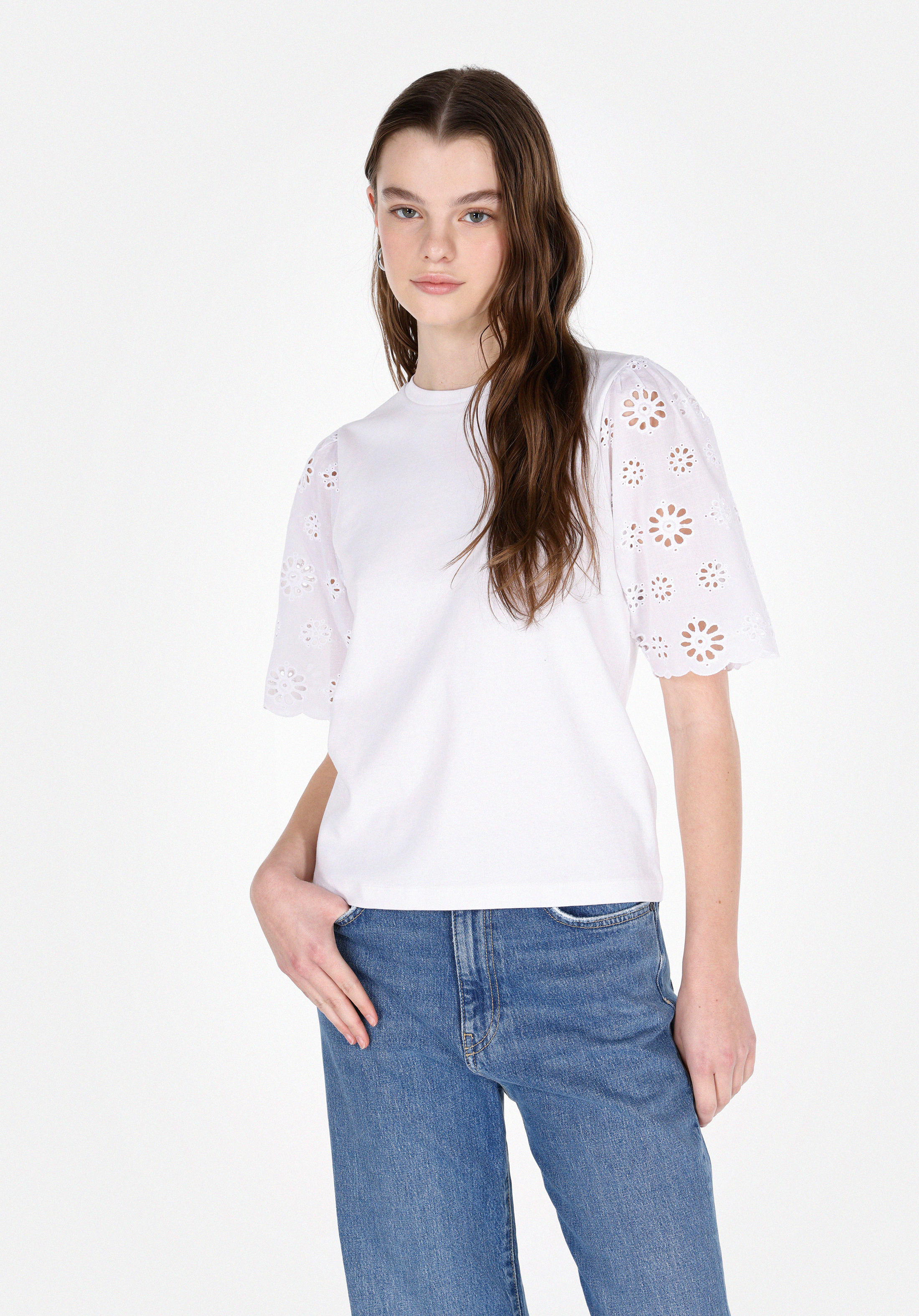 Afișați detalii pentru Bluza Cu Maneca Scurta De Dama Alb Regular Fit  Cl1073350