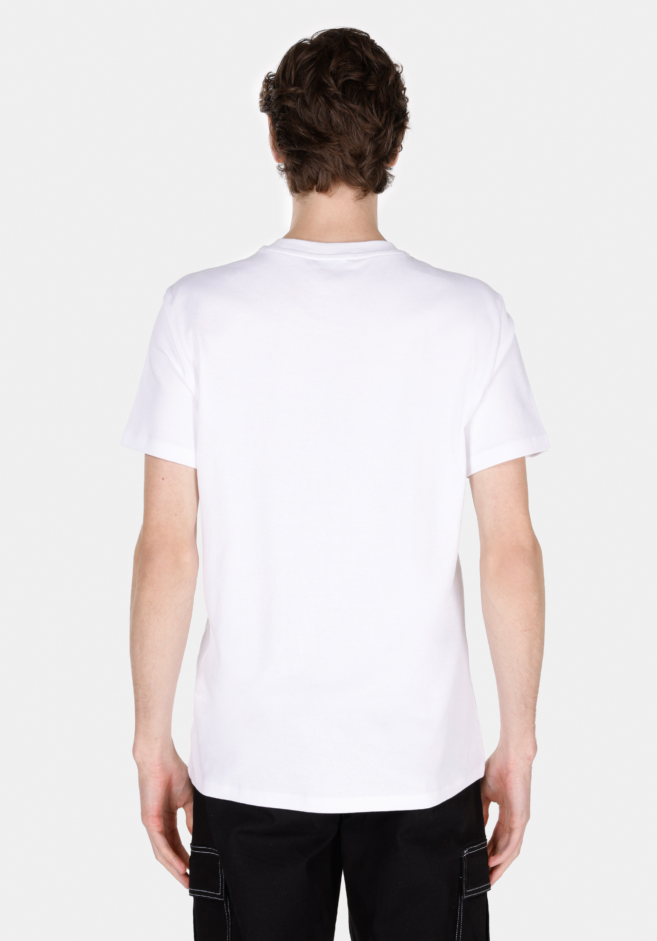 Afișați detalii pentru Regular Fit Round Neck Drept Bărbați Alb Mânecă Scurtă Tricou