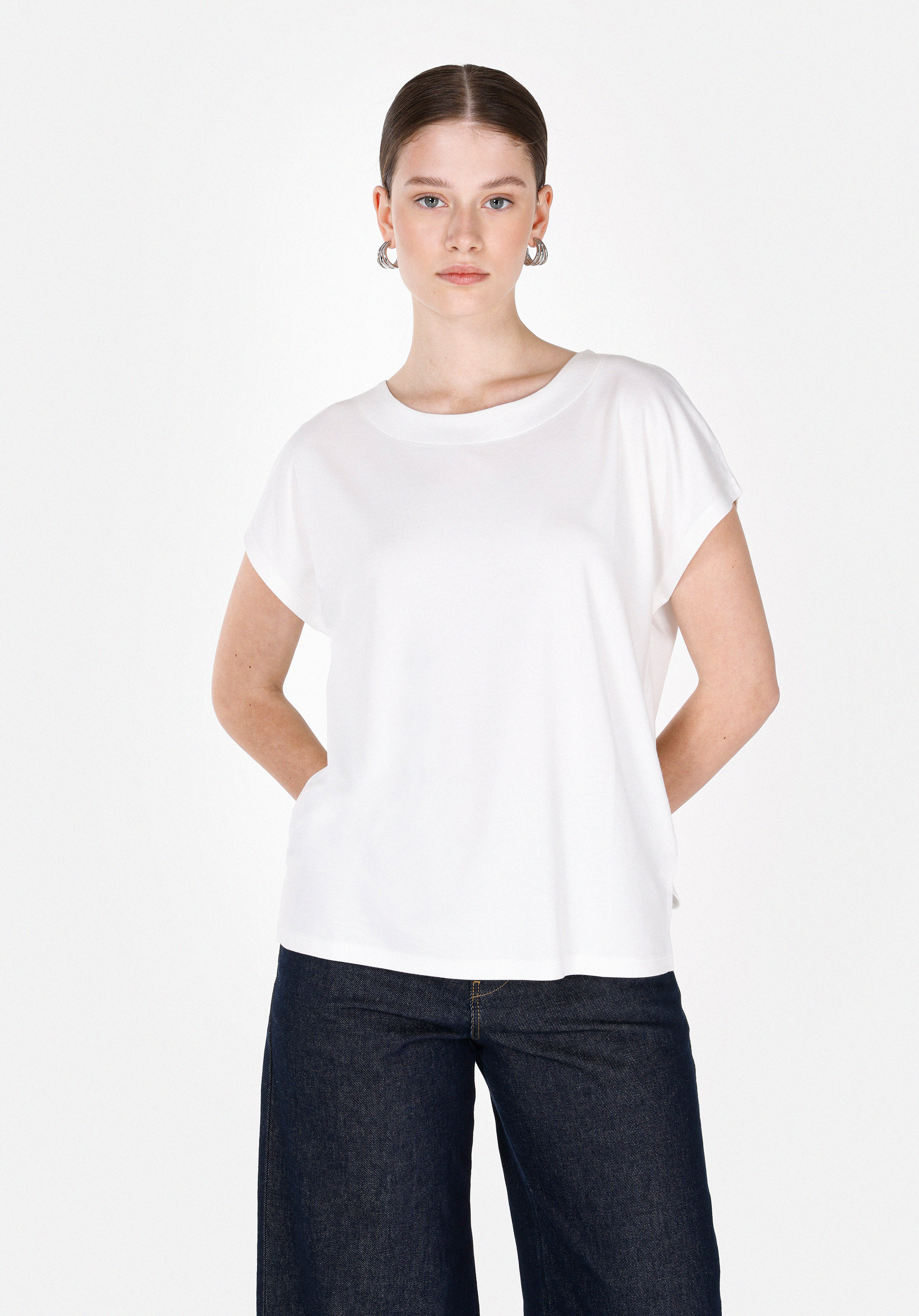 Afișați detalii pentru Tricou Cu Maneca Scurta De Dama Alb Regular Fit  Cl1073833