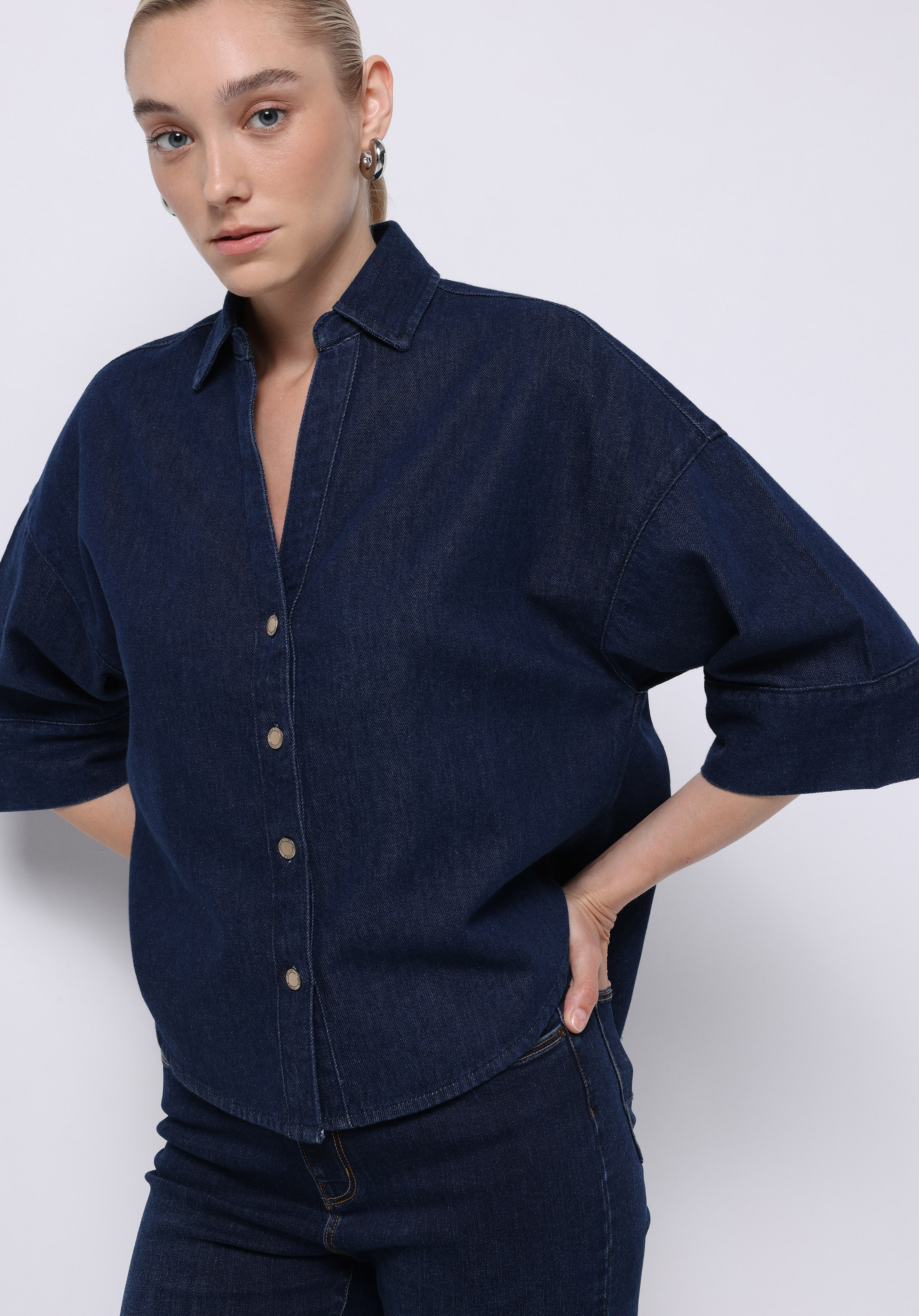 Afișați detalii pentru Camasa Cu Maneca Lunga De Dama Negru Oversize Fit  Cl1076036