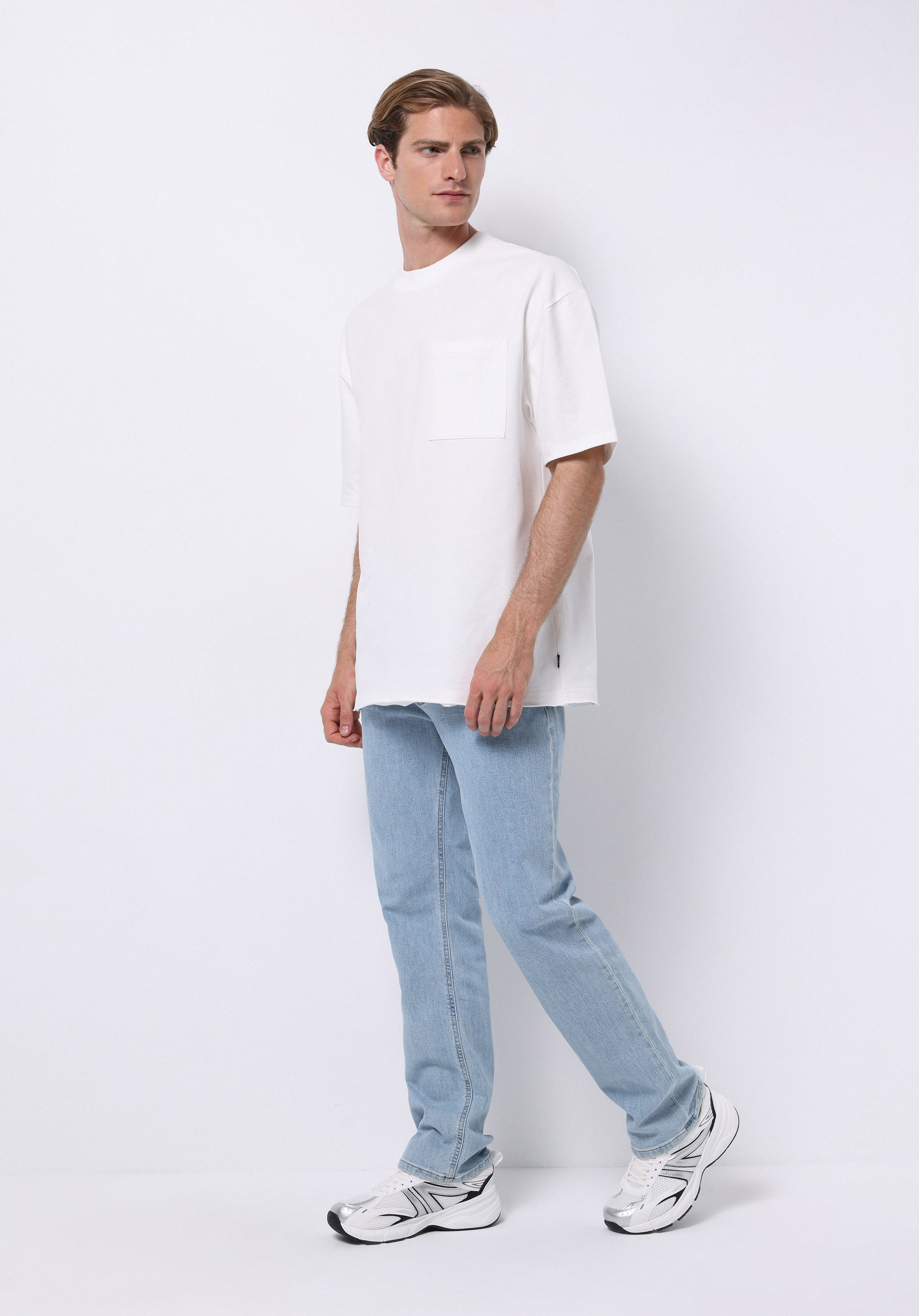 Afișați detalii pentru Tricou Cu Maneca Scurta De Barbati Alb Oversize Fit  Cl1075370
