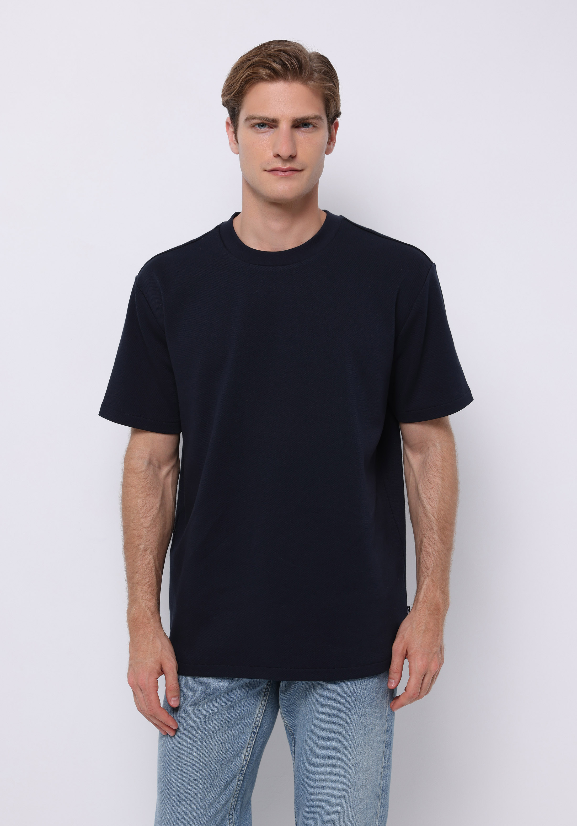 Afișați detalii pentru Tricou Cu Maneca Scurta De Barbati Albastru Marin Comfort Fit  Cl1075841