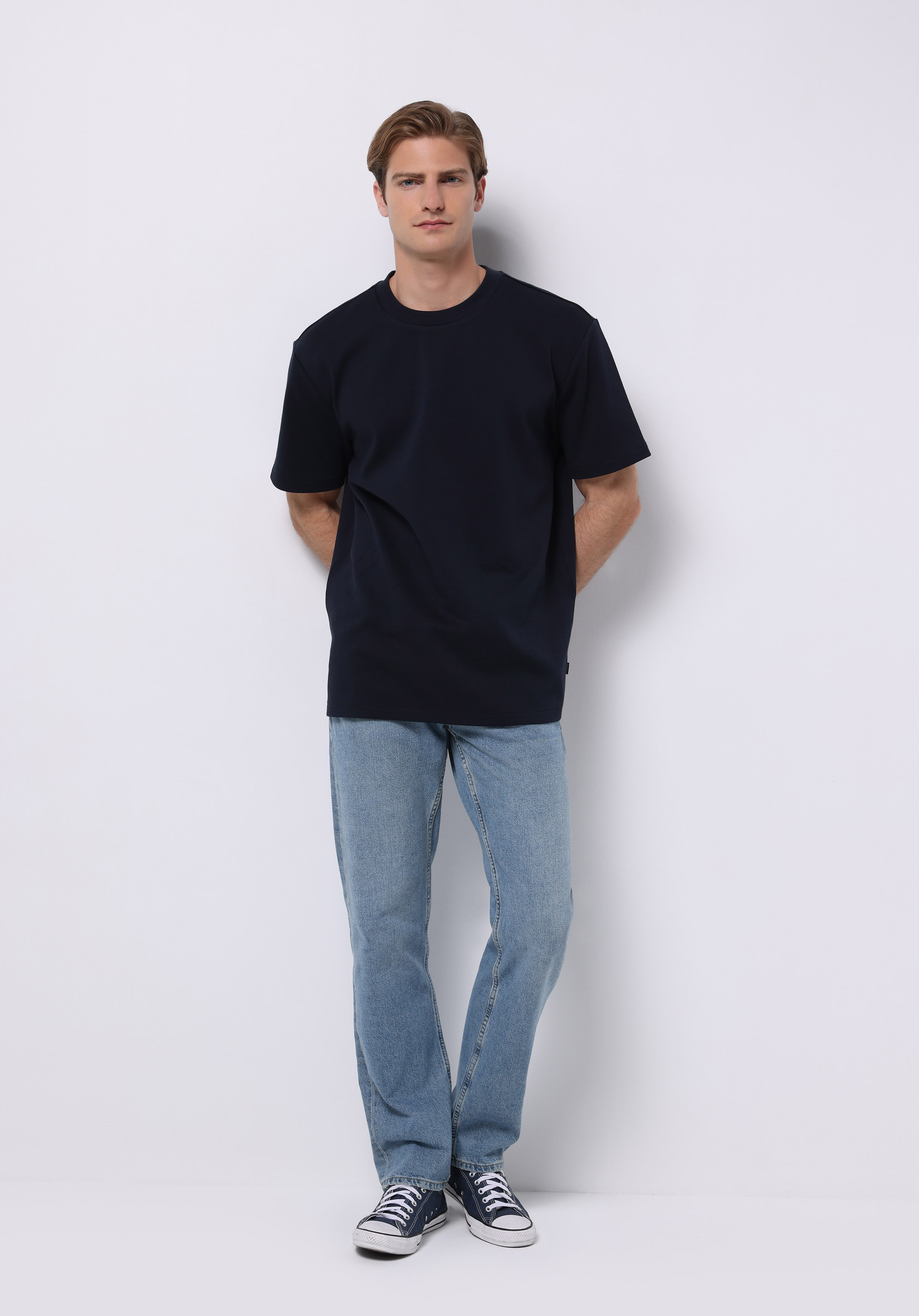 Afișați detalii pentru Tricou Cu Maneca Scurta De Barbati Albastru Marin Comfort Fit  Cl1075841