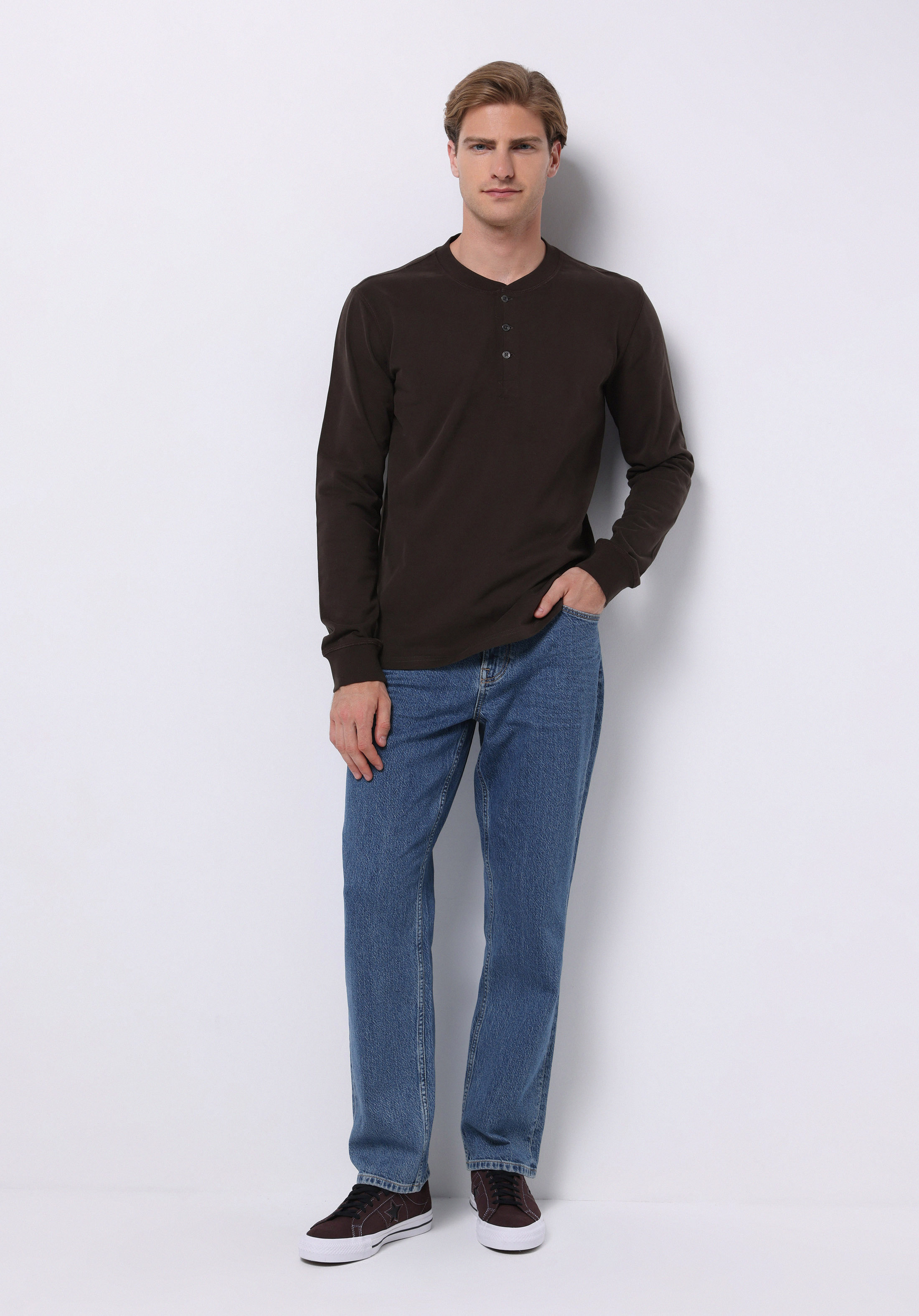 Afișați detalii pentru Tricou Cu Maneca Lunga De Barbati Maro Slim Fit  Cl1065875