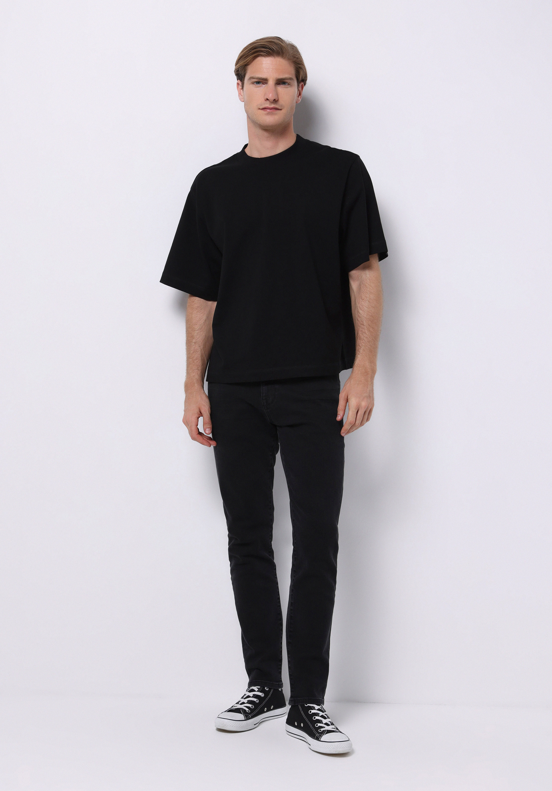 Afișați detalii pentru Pantaloni De Barbati Negru Skinny Fit  Cl1075978