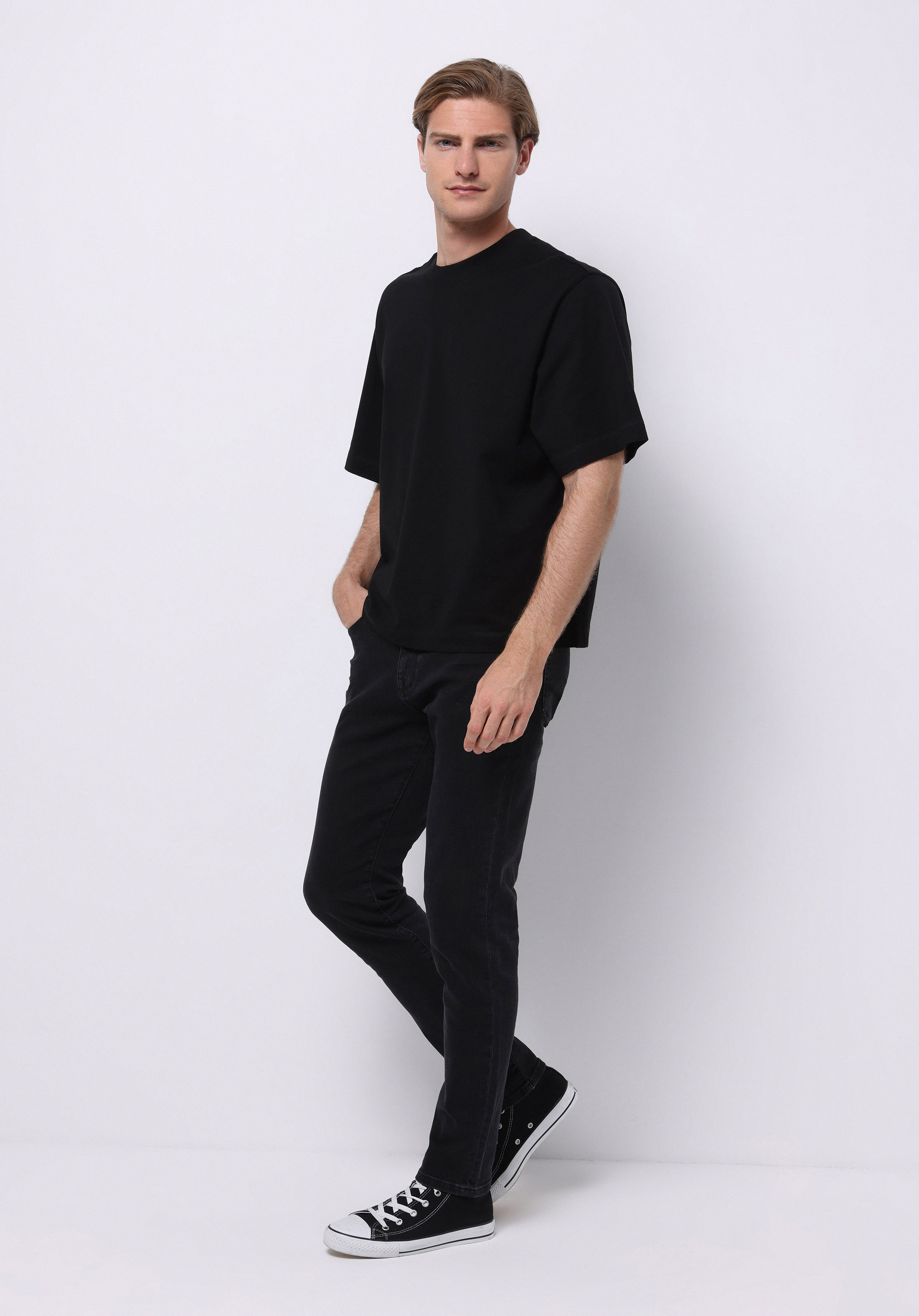 Afișați detalii pentru Pantaloni De Barbati Negru Skinny Fit  Cl1075978