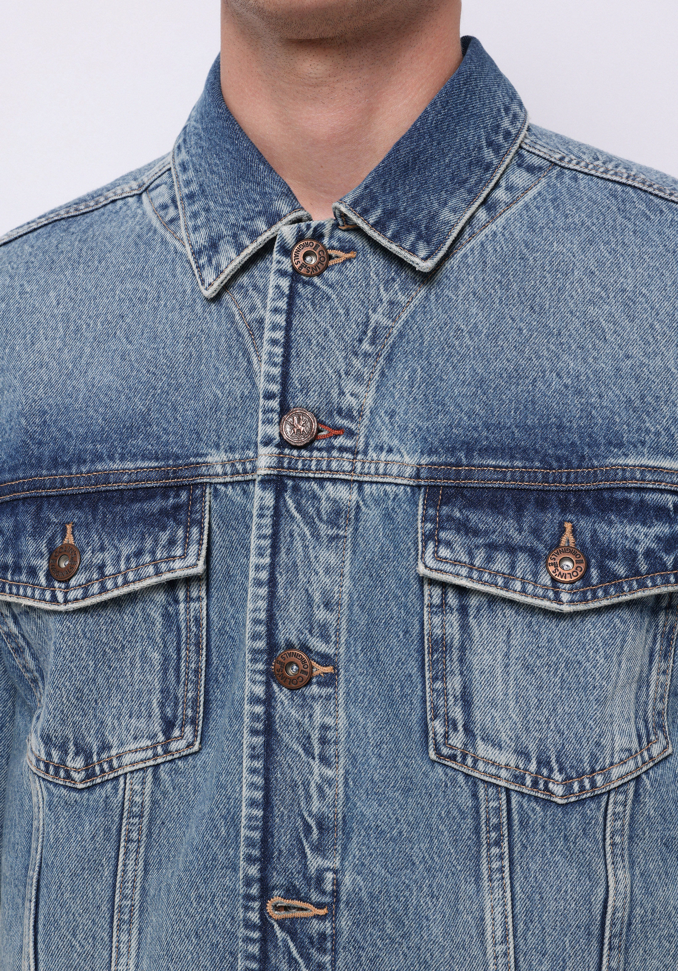 Afișați detalii pentru Jacheta De Barbati Albastru Deschis Oversize Fit  Cl1076176