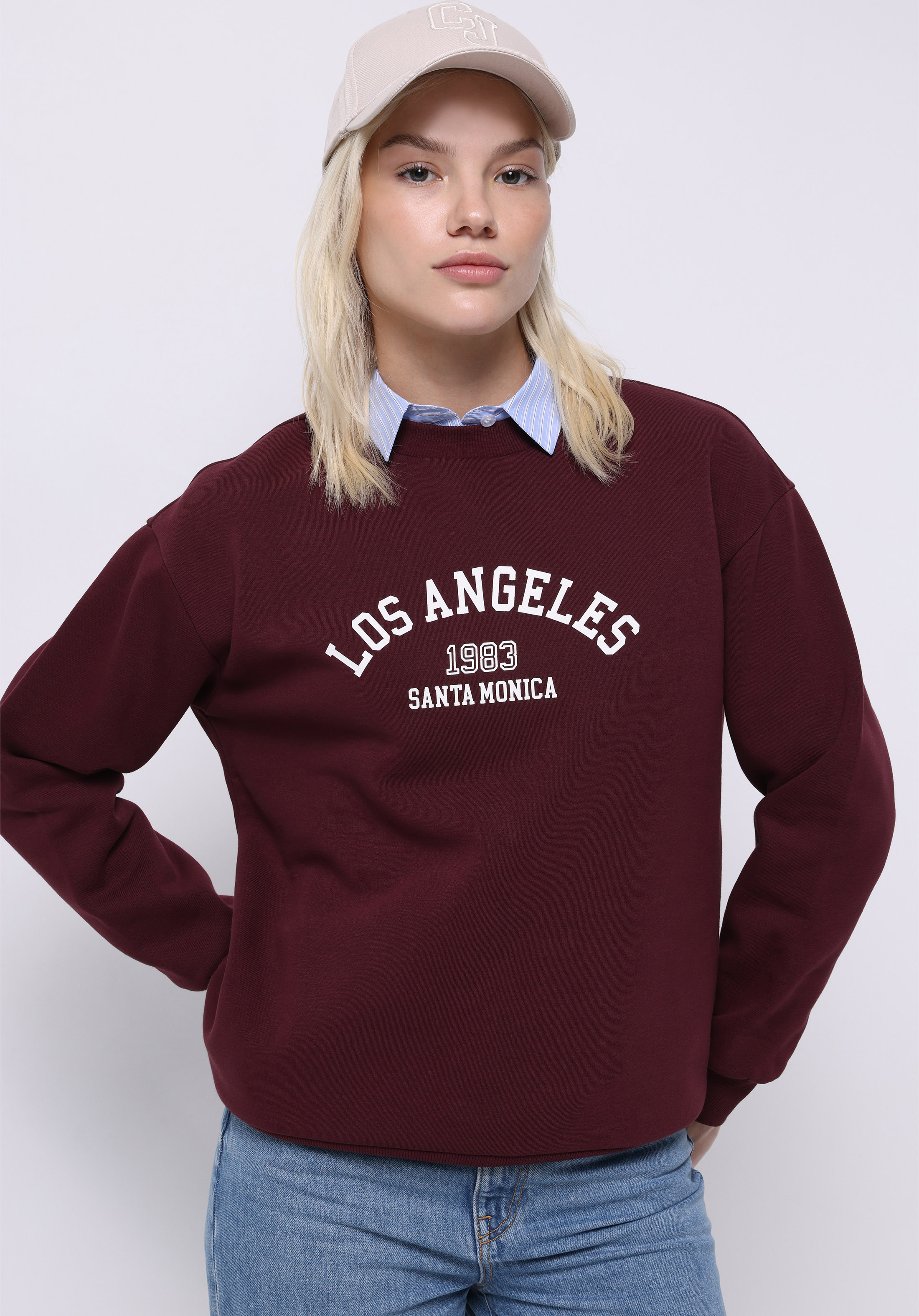 Afișați detalii pentru Hanorac / Bluza De Dama Bordo Regular Fit  Cl1075521
