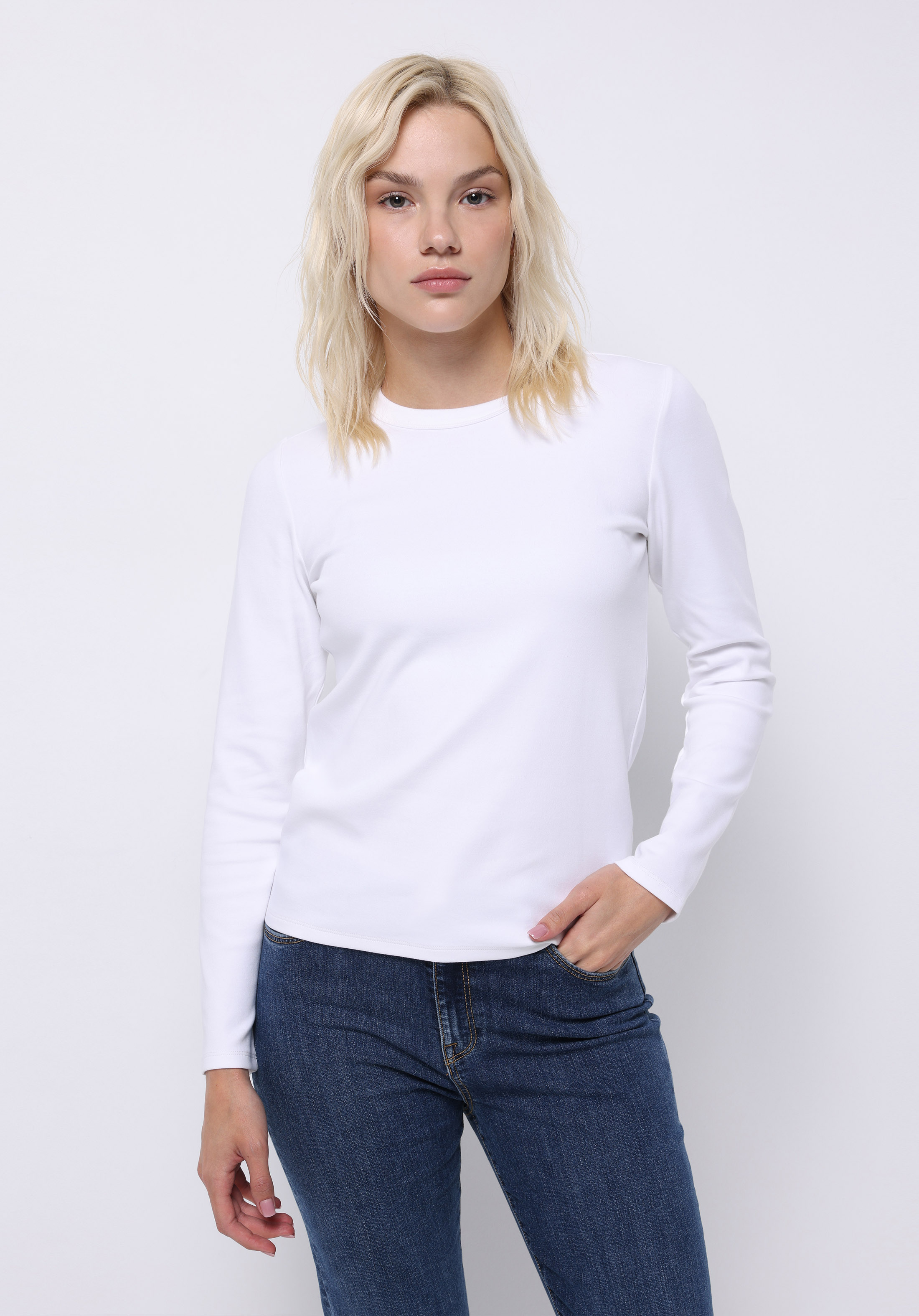 Afișați detalii pentru Tricou Cu Maneca Lunga De Dama Alb Slim Fit  Cl1076452