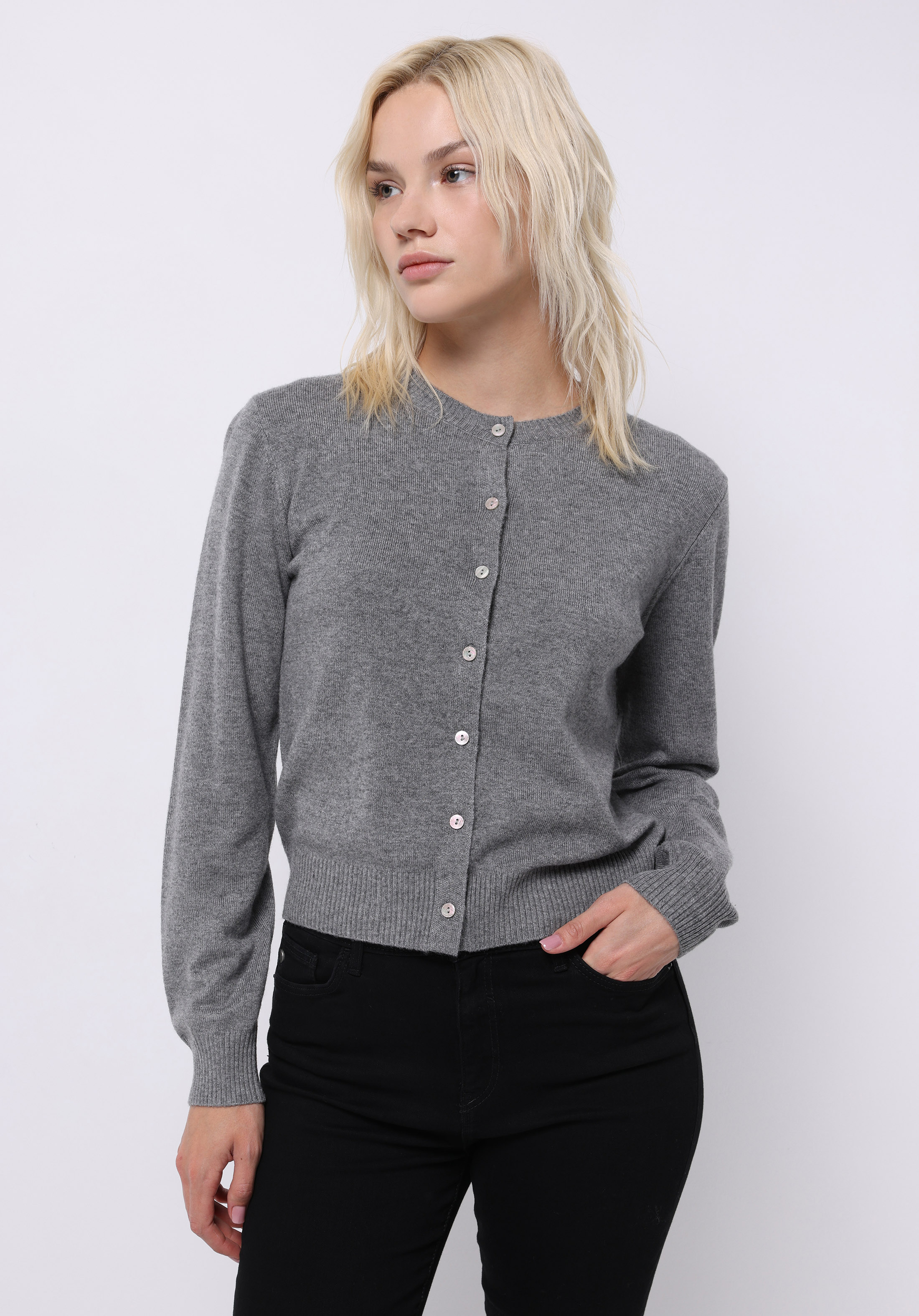Afișați detalii pentru Cardigan De Dama Gri Slim Fit  Cl1076473