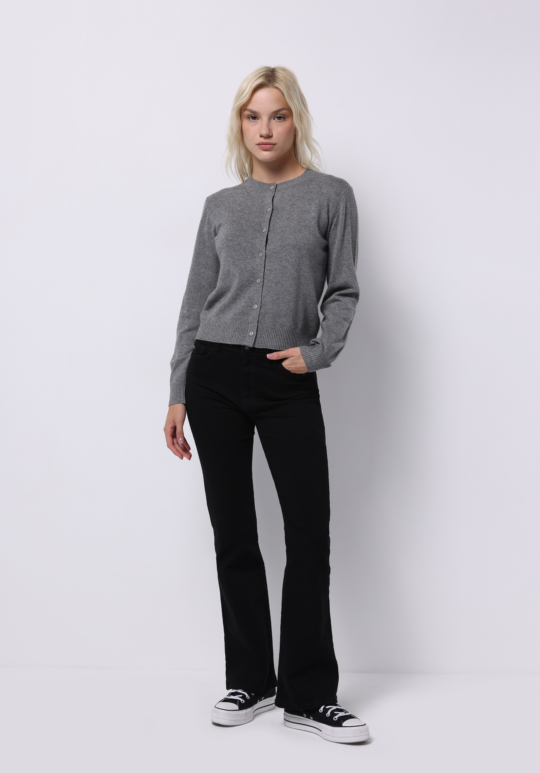 Afișați detalii pentru Cardigan De Dama Gri Slim Fit  Cl1076473