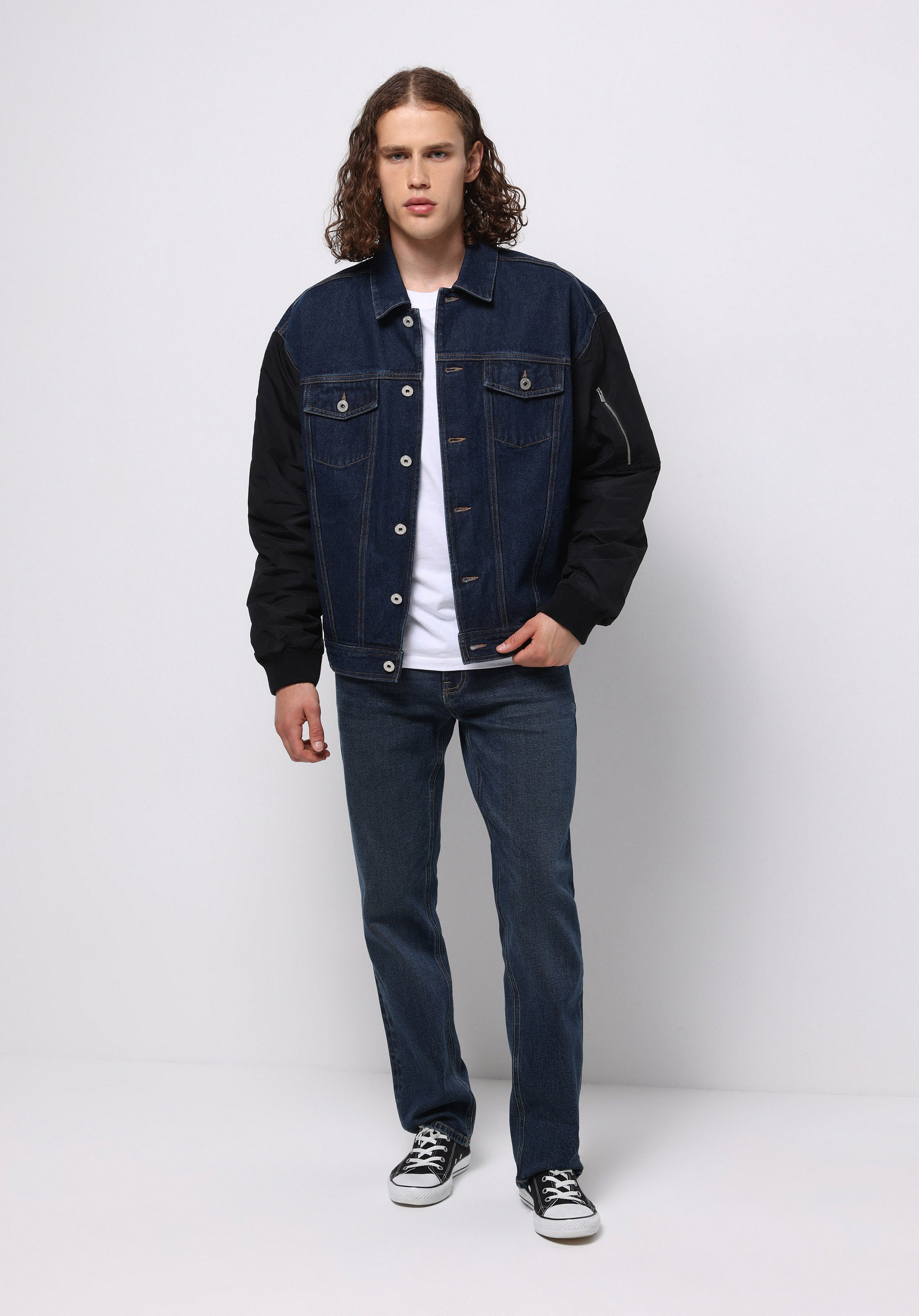 Afișați detalii pentru Jacheta De Barbati Albastru Inchis Oversize Fit  Cl1076080