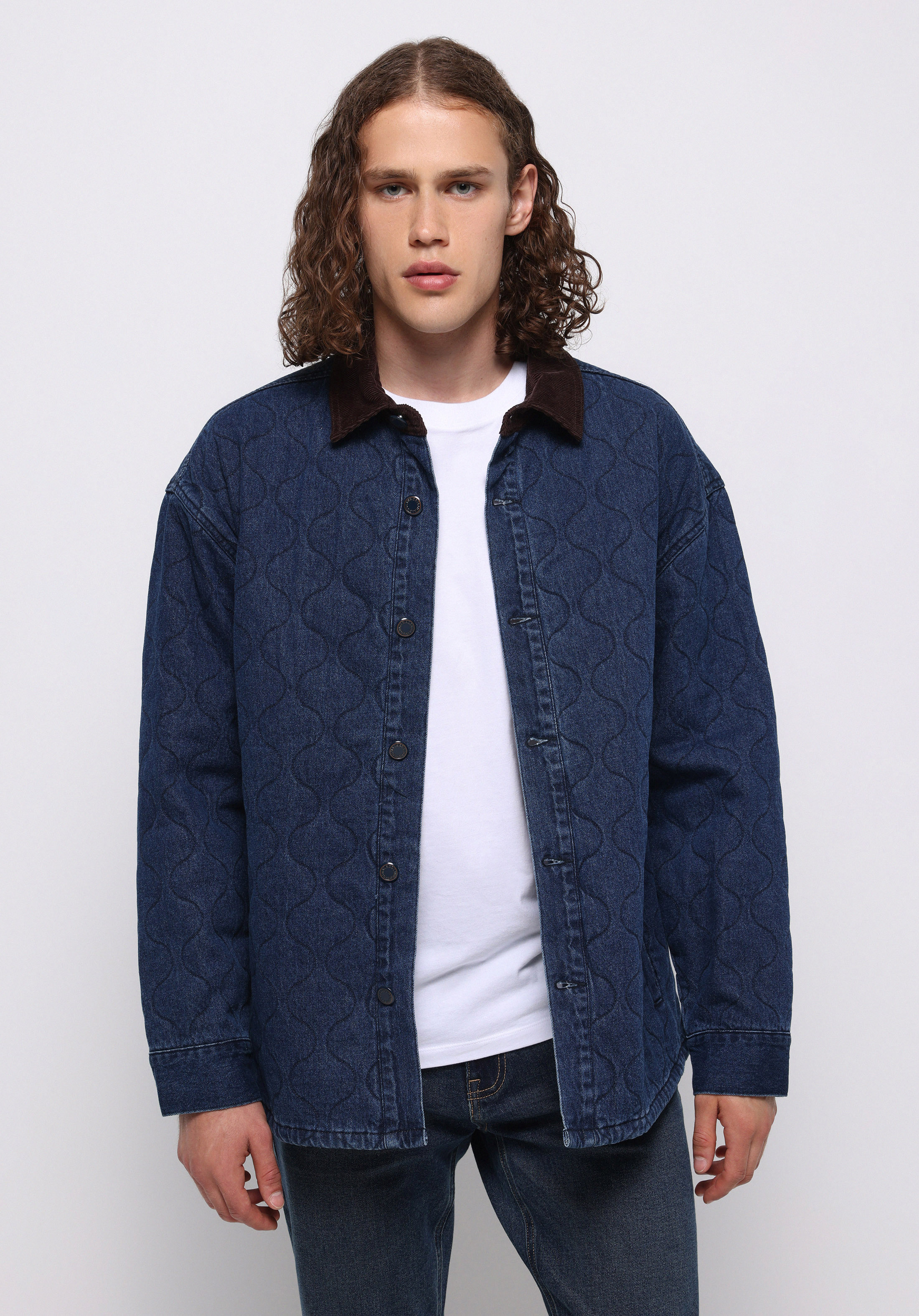 Afișați detalii pentru Jacheta De Barbati Albastru Inchis Oversize Fit  Cl1076143