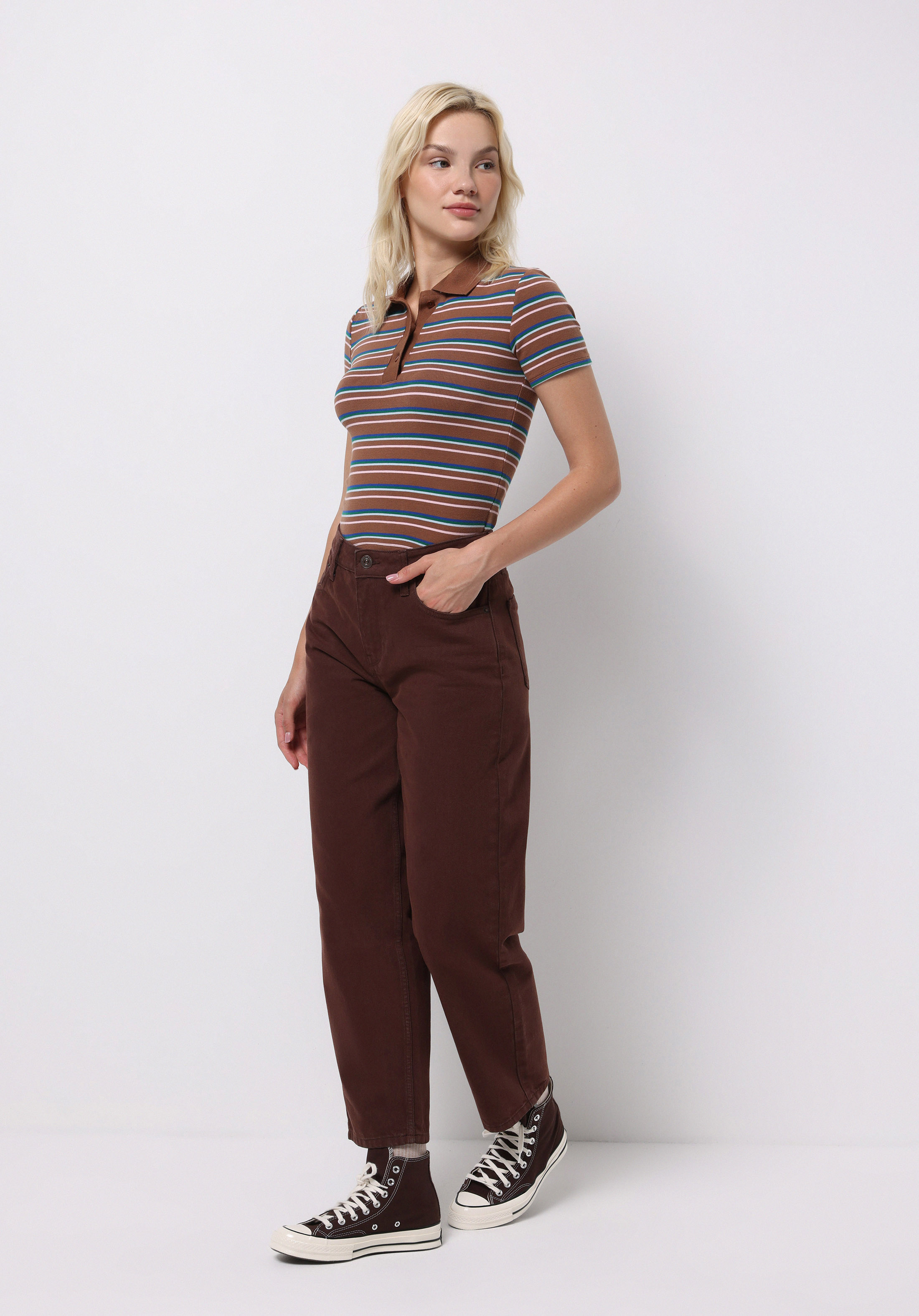 Afișați detalii pentru Pantaloni De Dama Maro Barrel Fit  Cl1076105