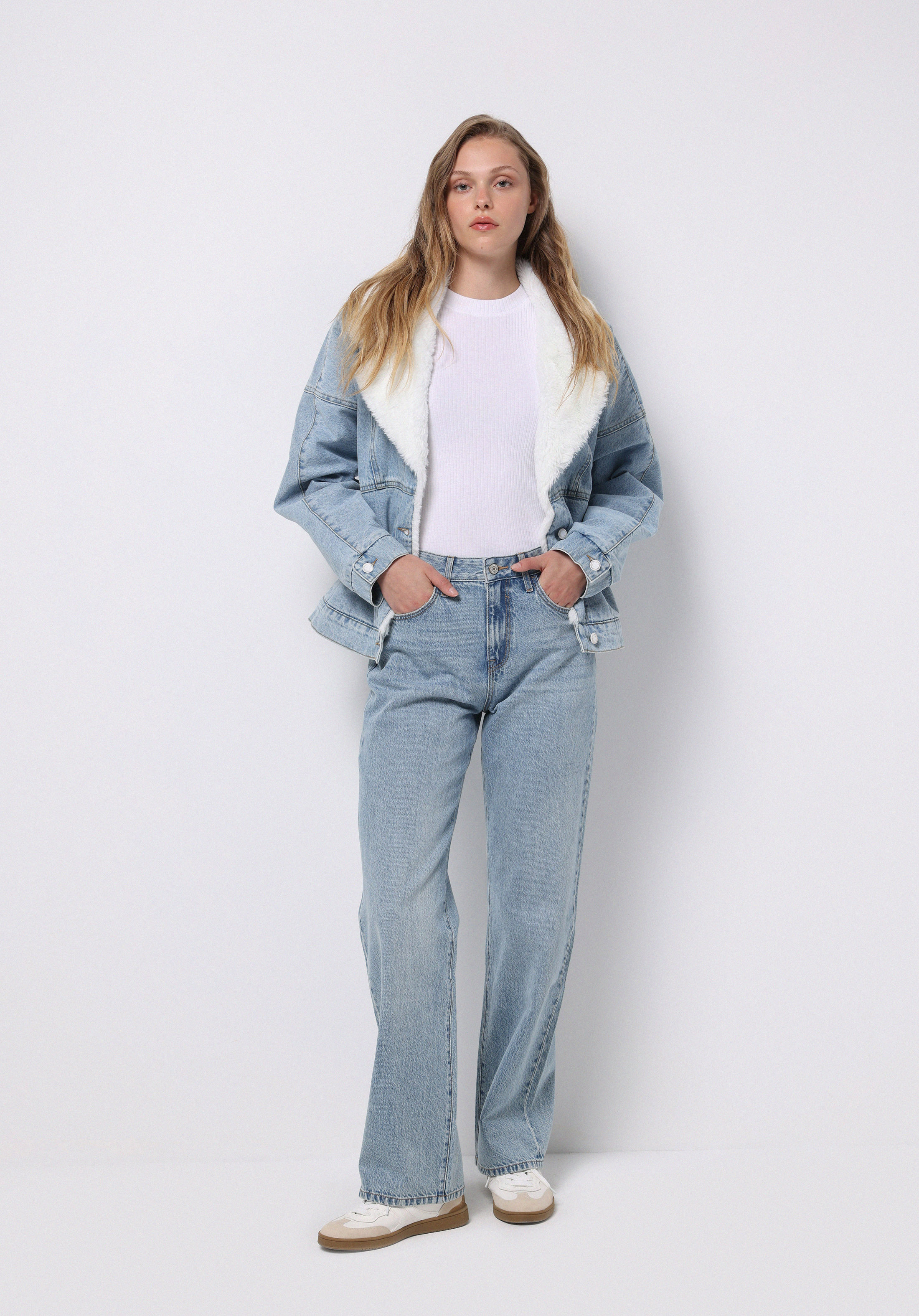 Afișați detalii pentru Pantaloni De Dama Albastru Straight Fit  Cl1076567