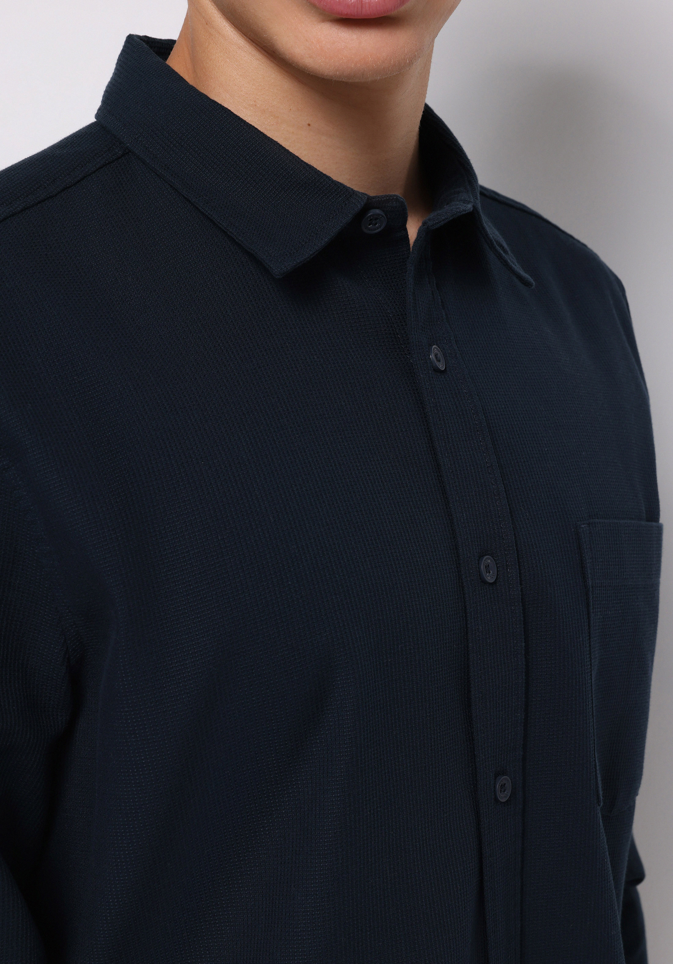 Afișați detalii pentru Camasa Cu Maneca Lunga De Barbati Albastru Marin Slim Fit  Cl1076727
