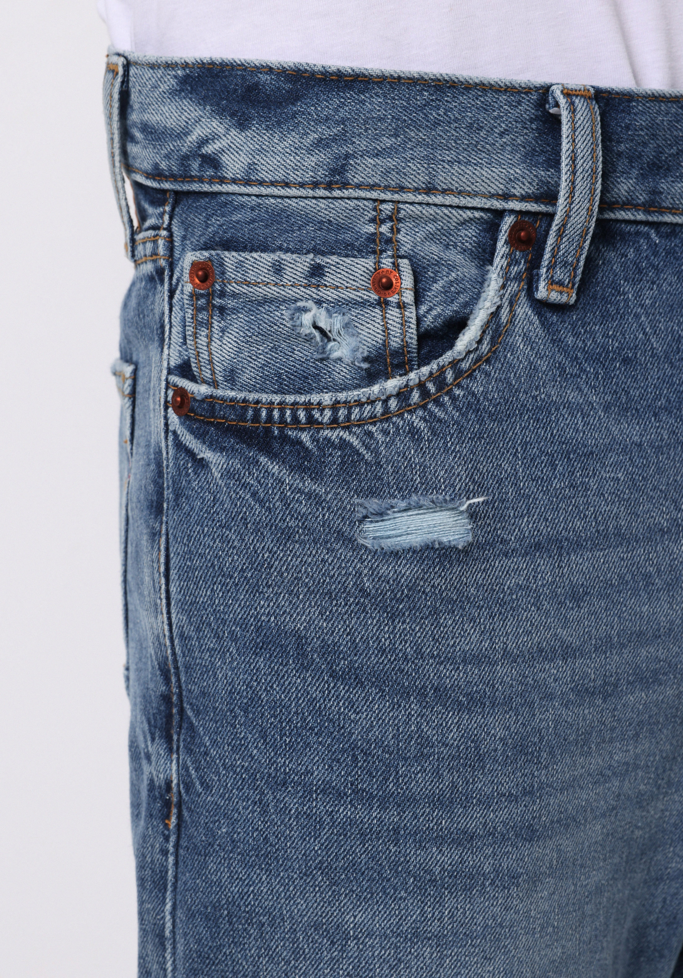 Afișați detalii pentru Pantaloni De Barbati Albastru Loose Tapered Fit  Cl1076833
