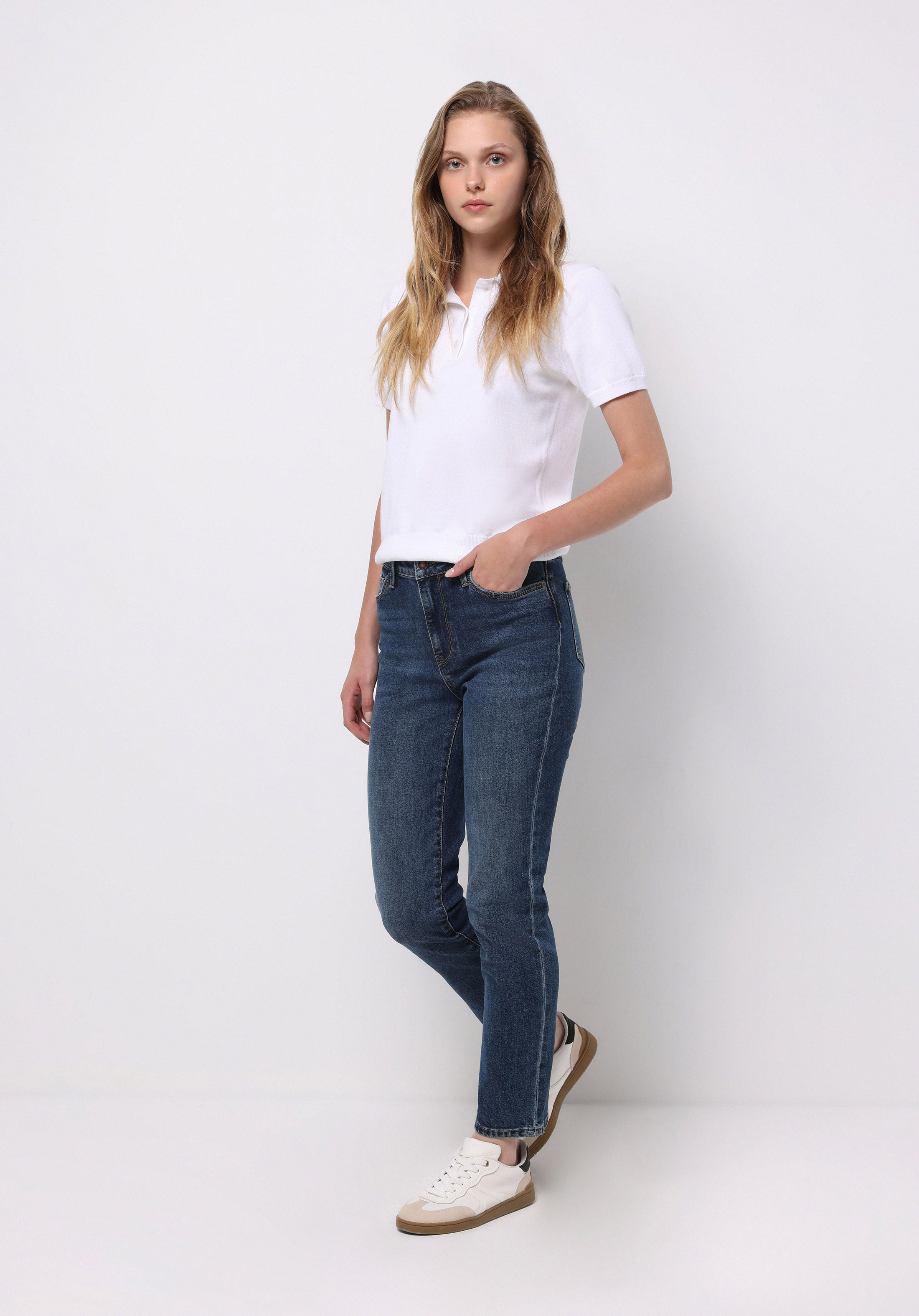 Afișați detalii pentru Pantaloni De Dama Albastru Slim Fit 703 Carla Cl1077116