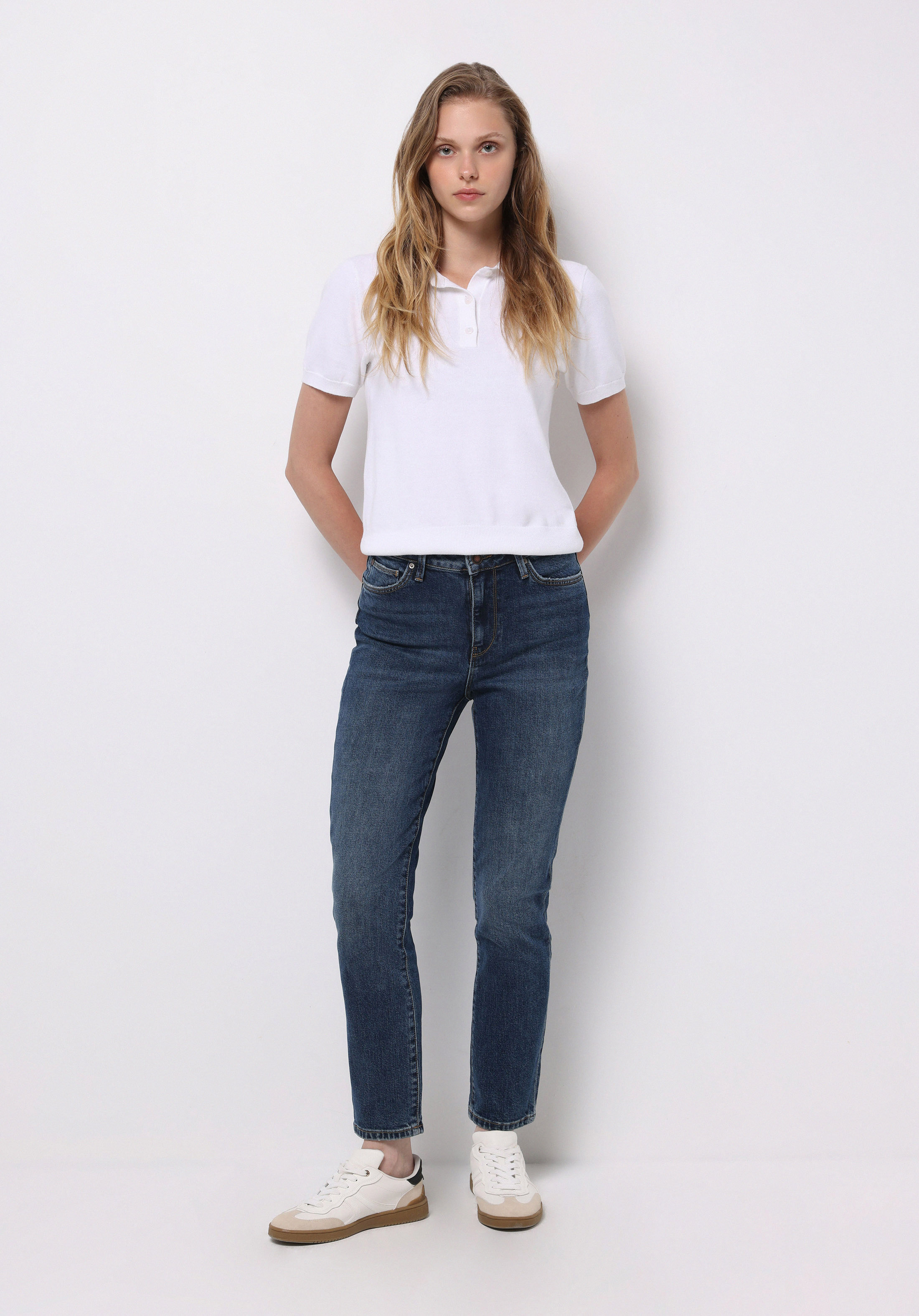 Afișați detalii pentru Pantaloni De Dama Albastru Slim Fit 703 Carla Cl1077116