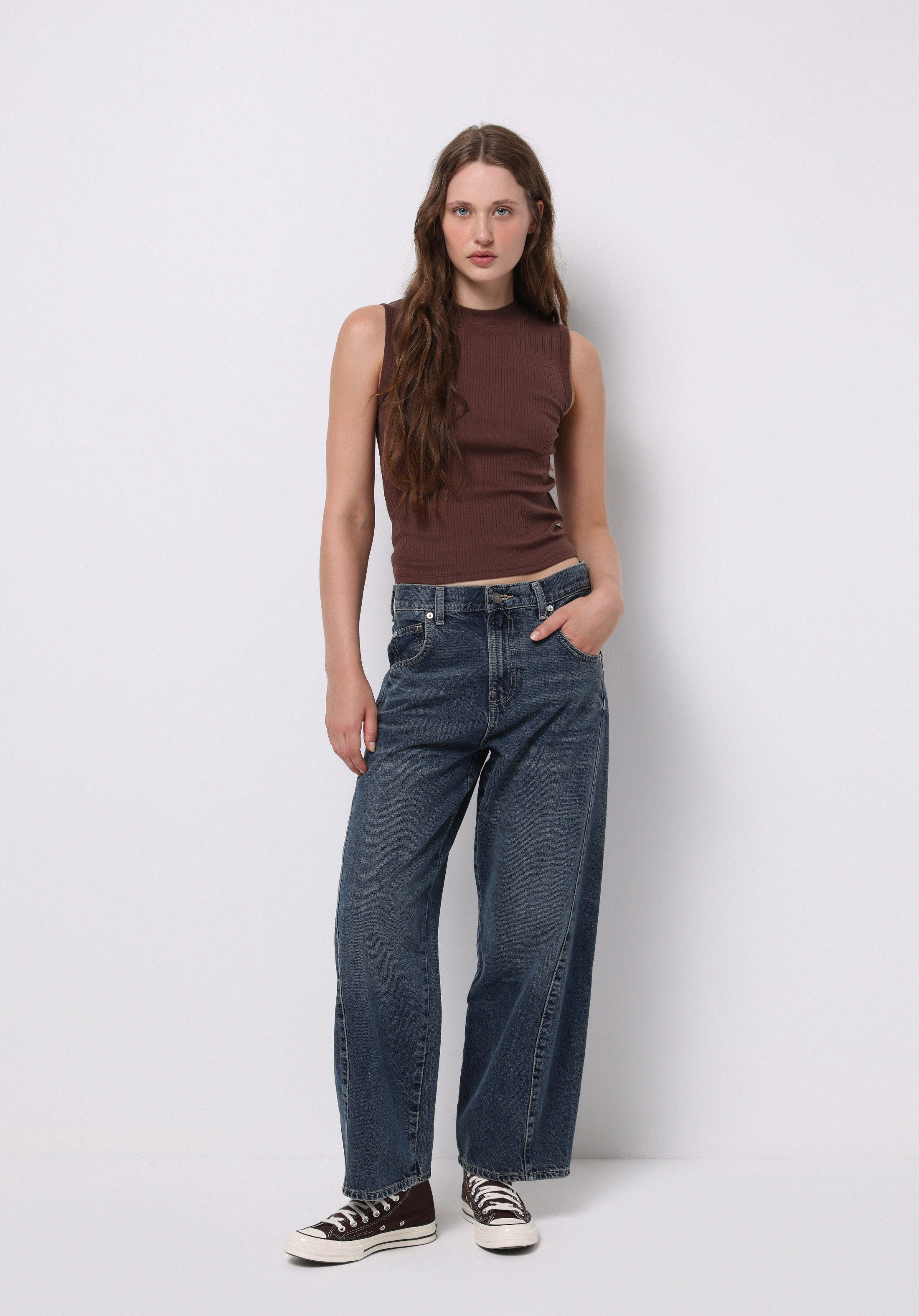 Afișați detalii pentru Pantaloni De Dama Albastru Loose Fit  Cl1076780