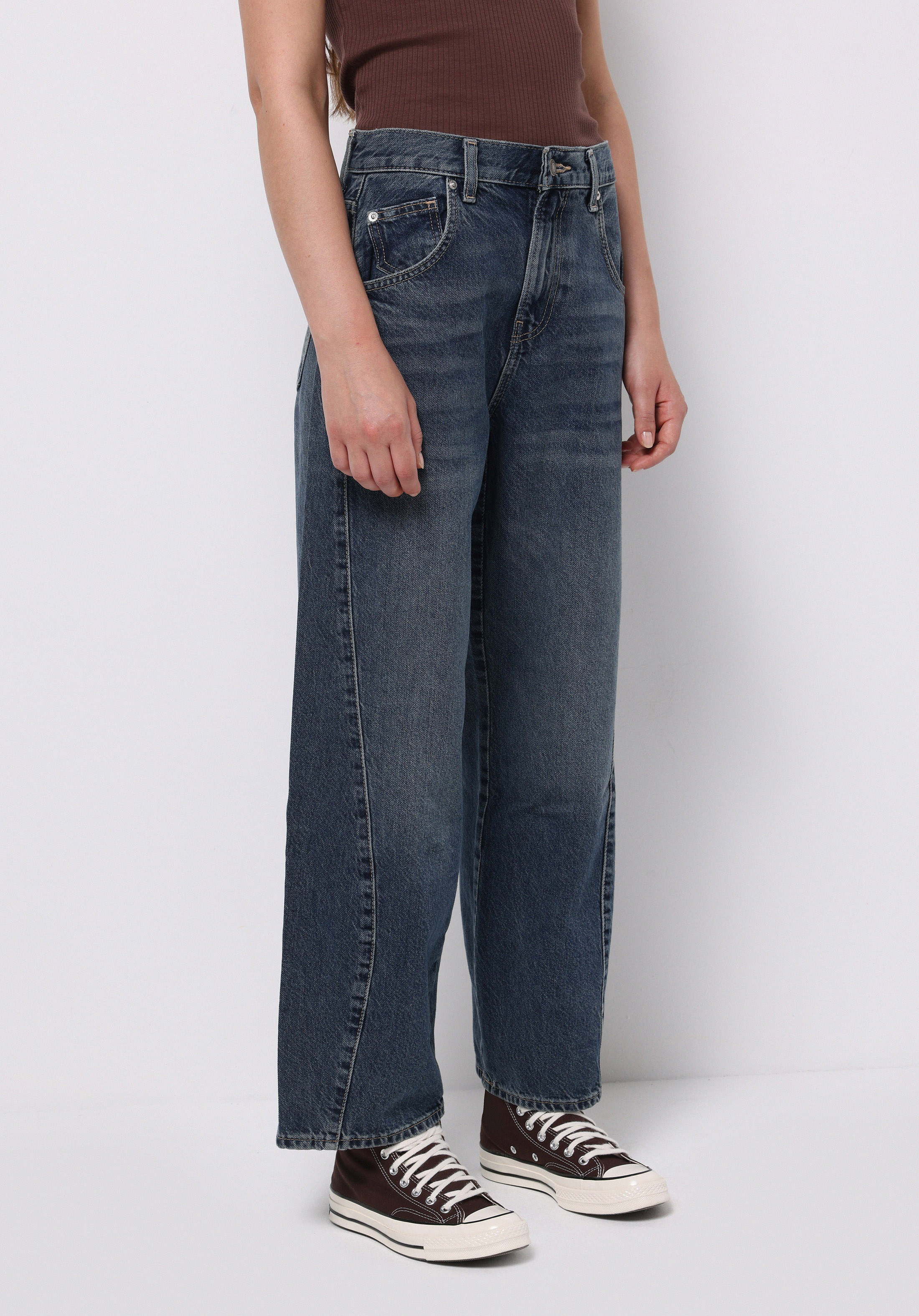 Afișați detalii pentru Pantaloni De Dama Albastru Loose Fit  Cl1076780