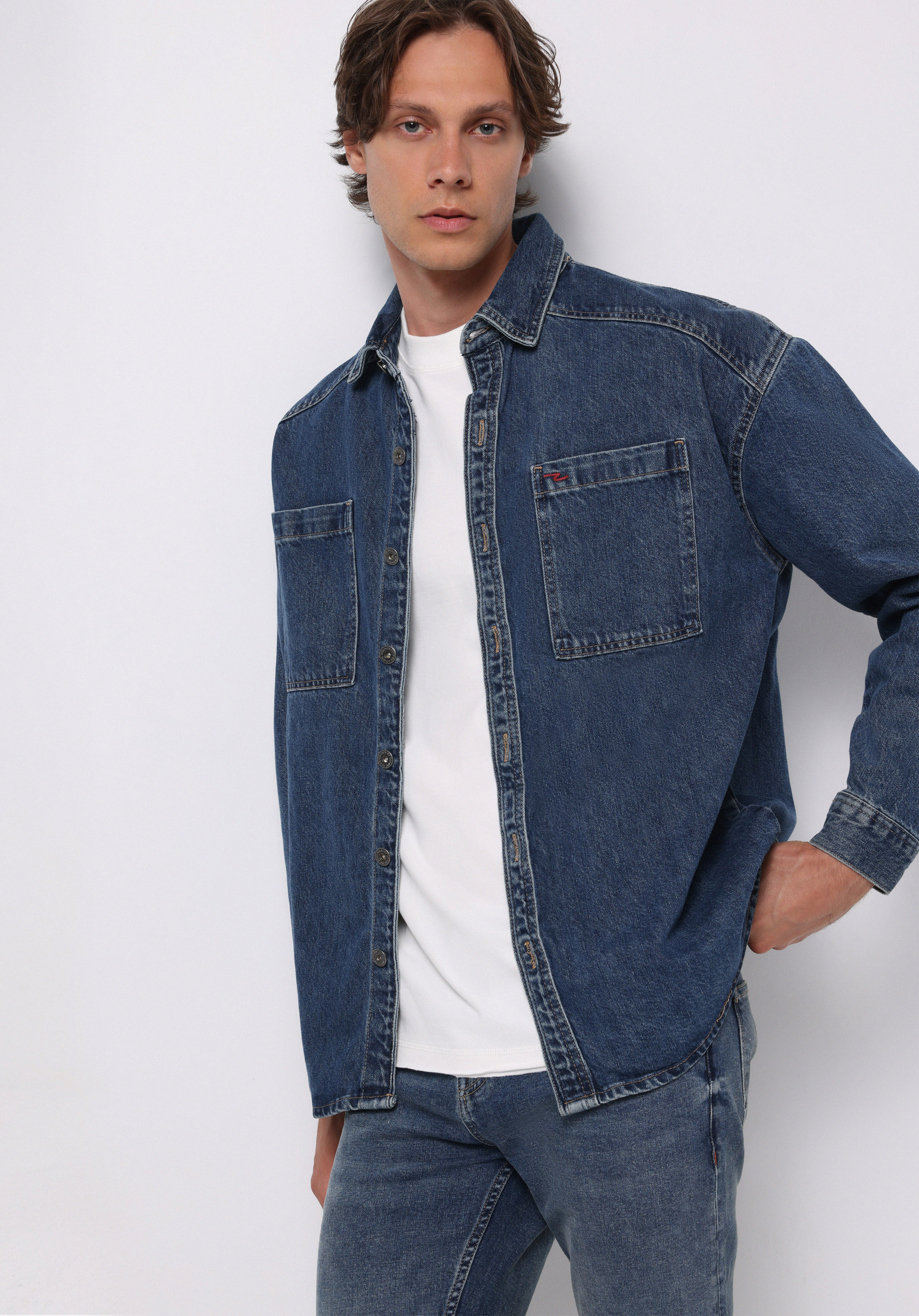Afișați detalii pentru Jachetă De Barbati Albastru Oversize Fit  Cl1077540