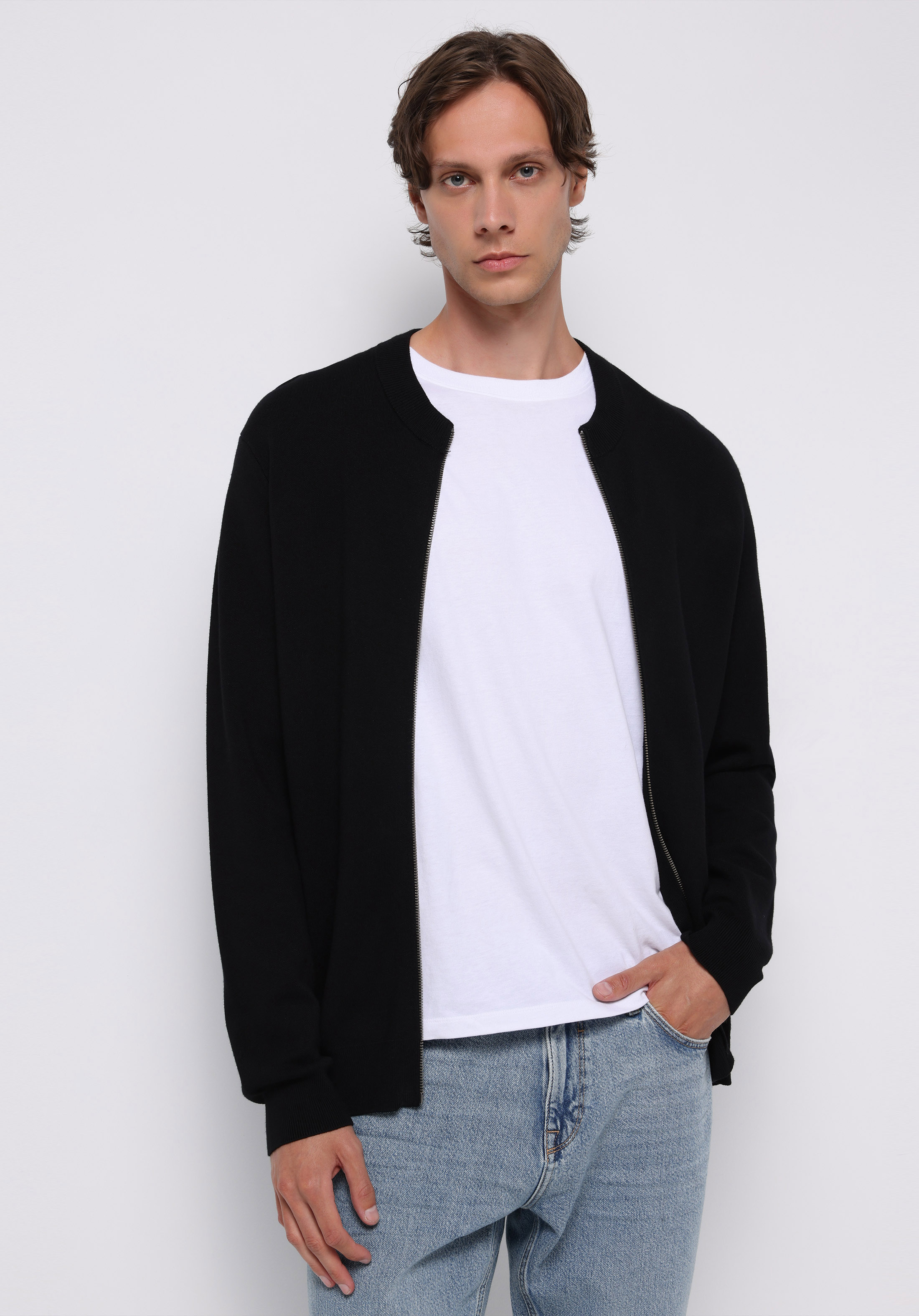 Afișați detalii pentru Cardigan De Barbati Negru Regular Fit  Cl1076576