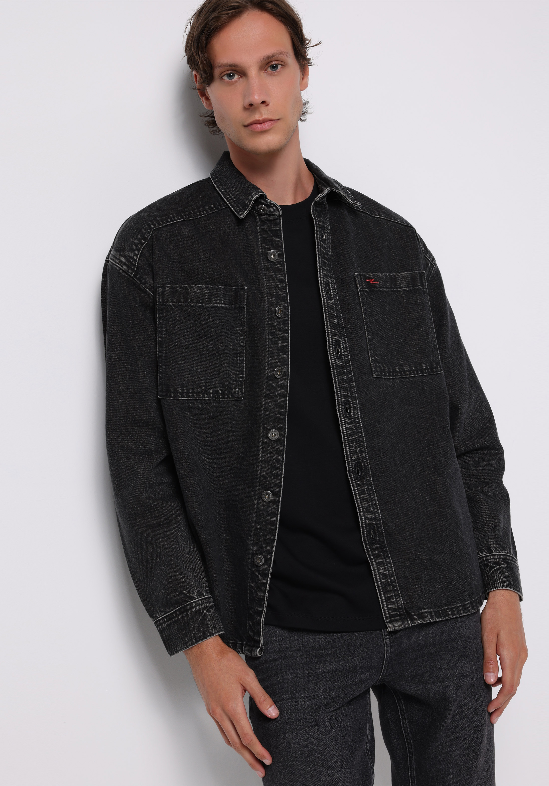 Afișați detalii pentru Jachetă De Barbati Negru Oversize Fit  Cl1077373