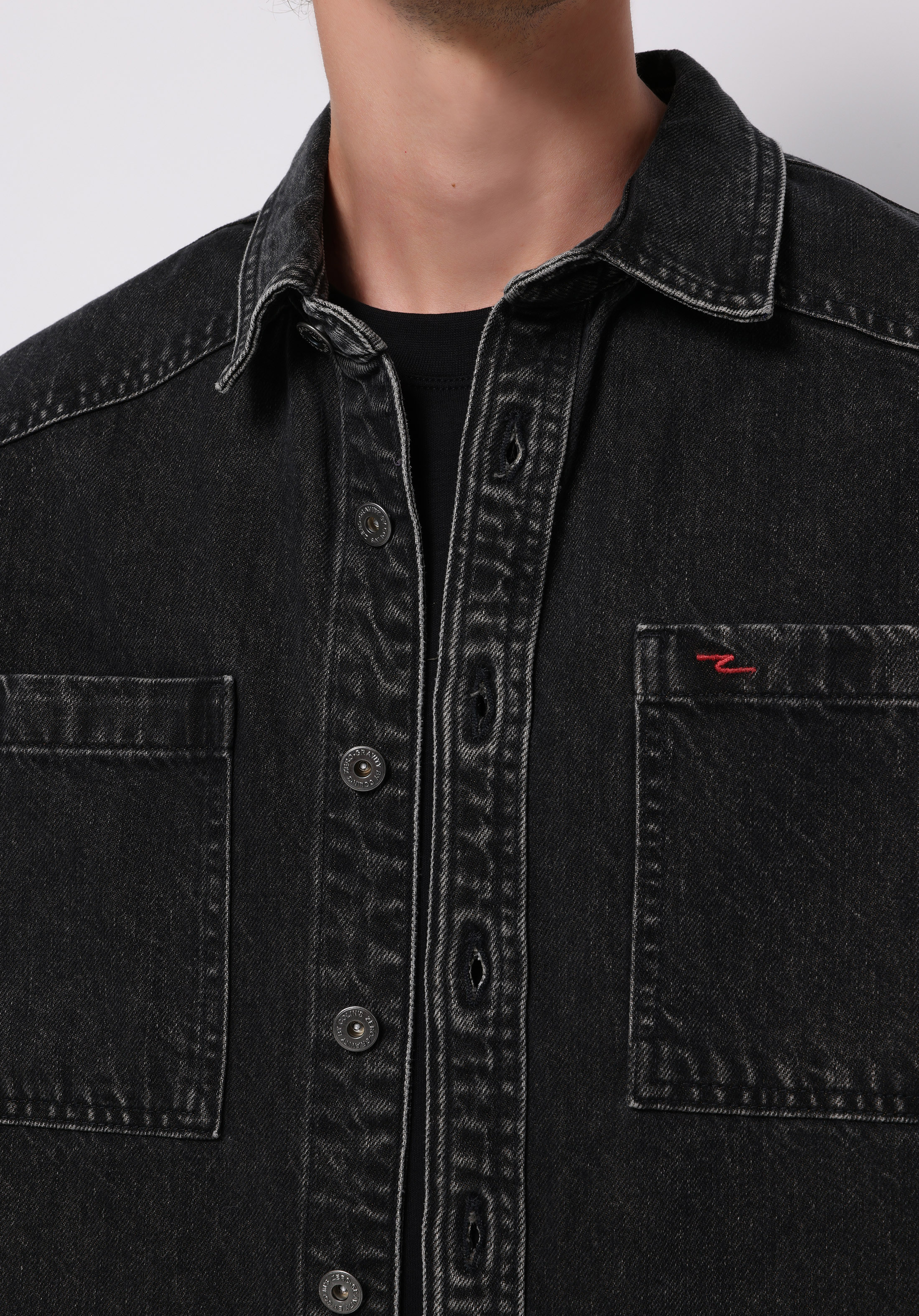 Afișați detalii pentru Jachetă De Barbati Negru Oversize Fit  Cl1077373