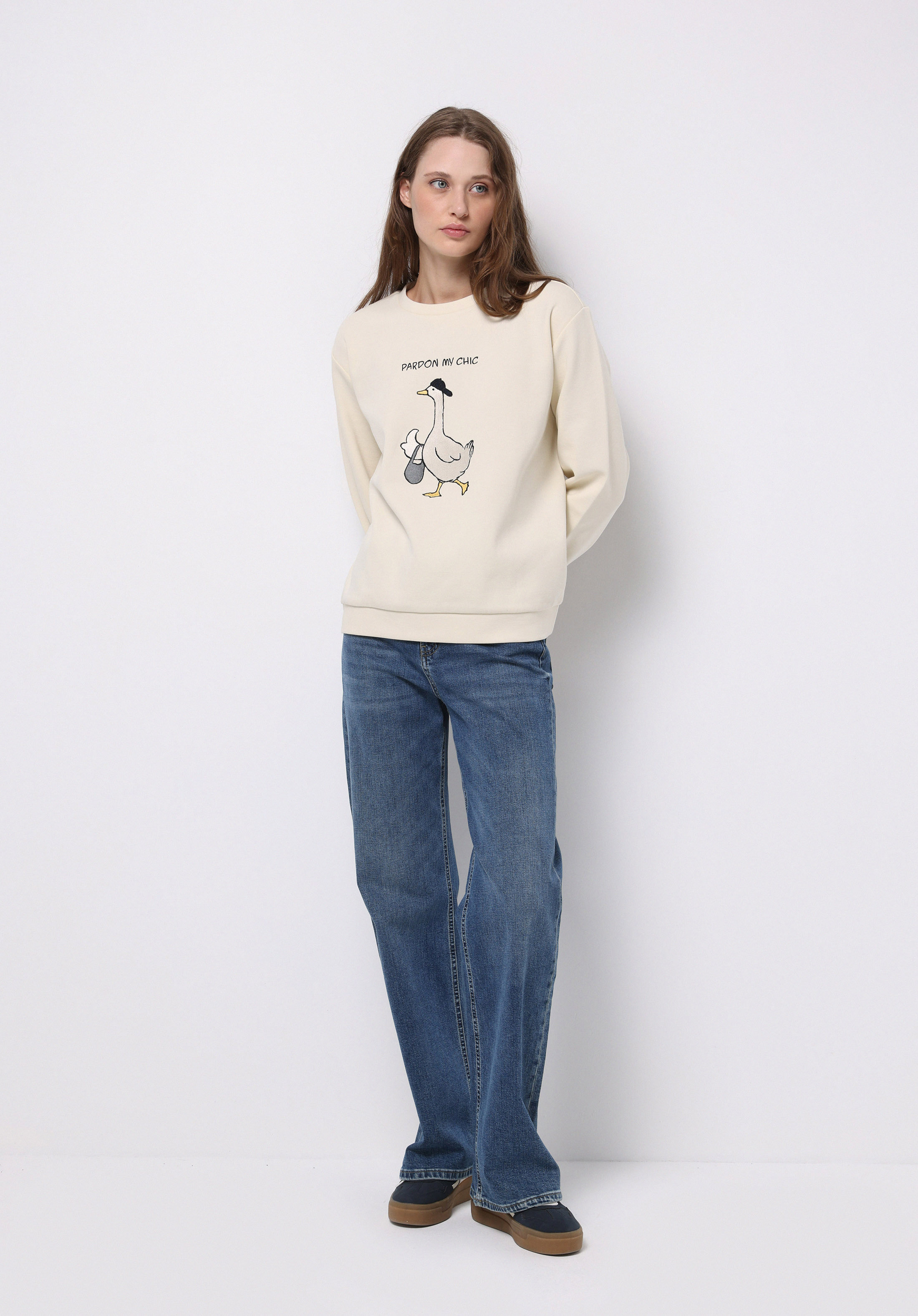 Afișați detalii pentru Hanorac / Bluza De Dama Alb Regular Fit  Cl1077352