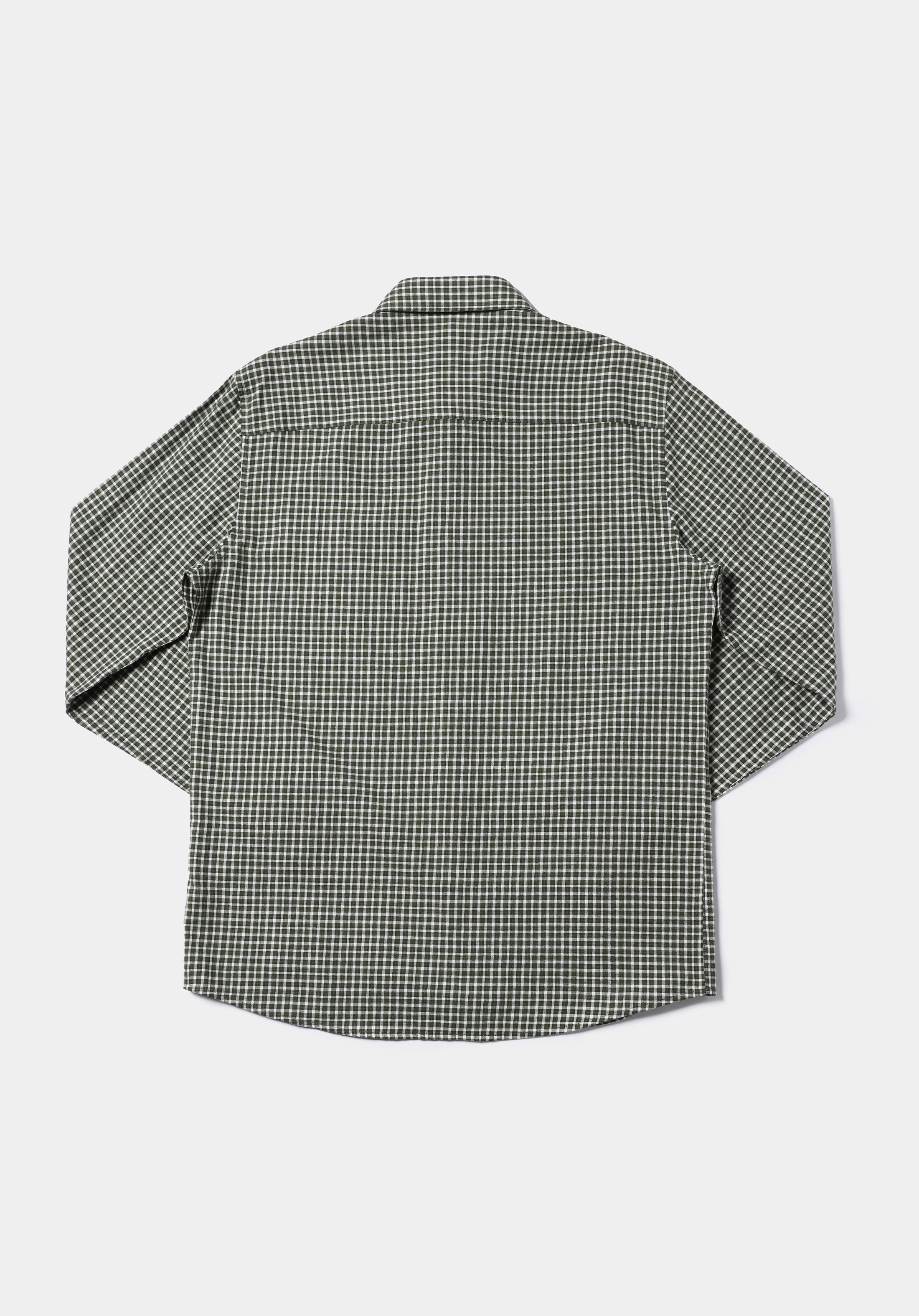 Afișați detalii pentru Cămașă Cu Gât În Carouri Cămașă Cu Mânecă Lungă Verde Pentru Bărbați