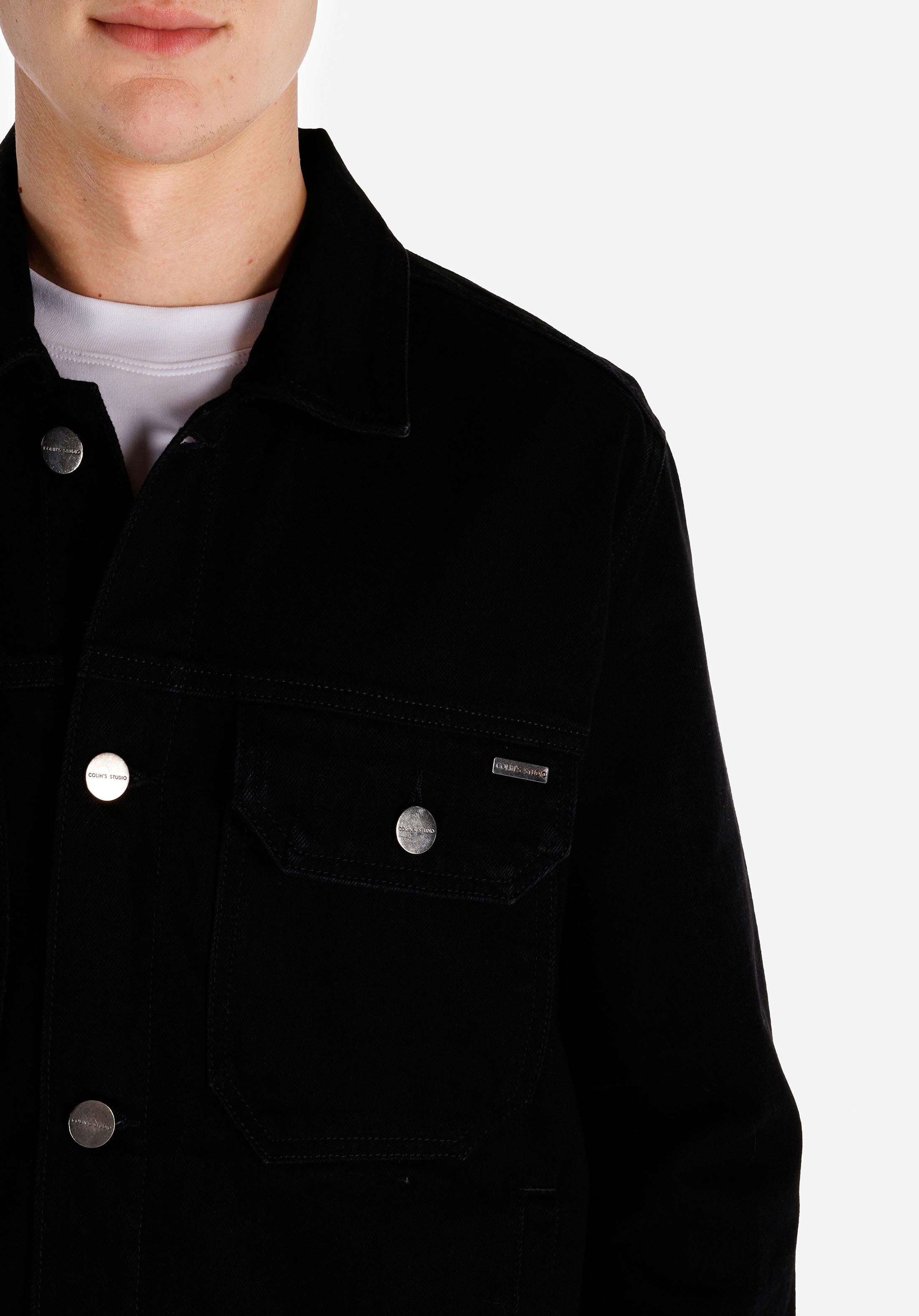 Afișați detalii pentru Jachetă Neagră Pentru Bărbați Cu Nasturi Și Căptușeală Regular Fit