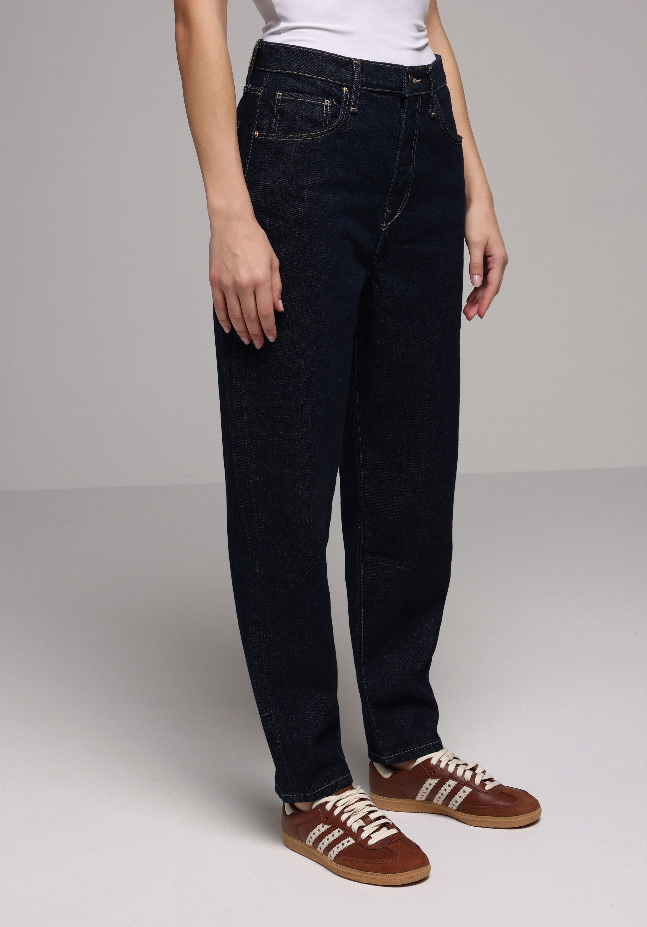 Afișați detalii pentru Pantaloni De Dama Albastru Inchis Mom Fit 896  Maria Cl1078233