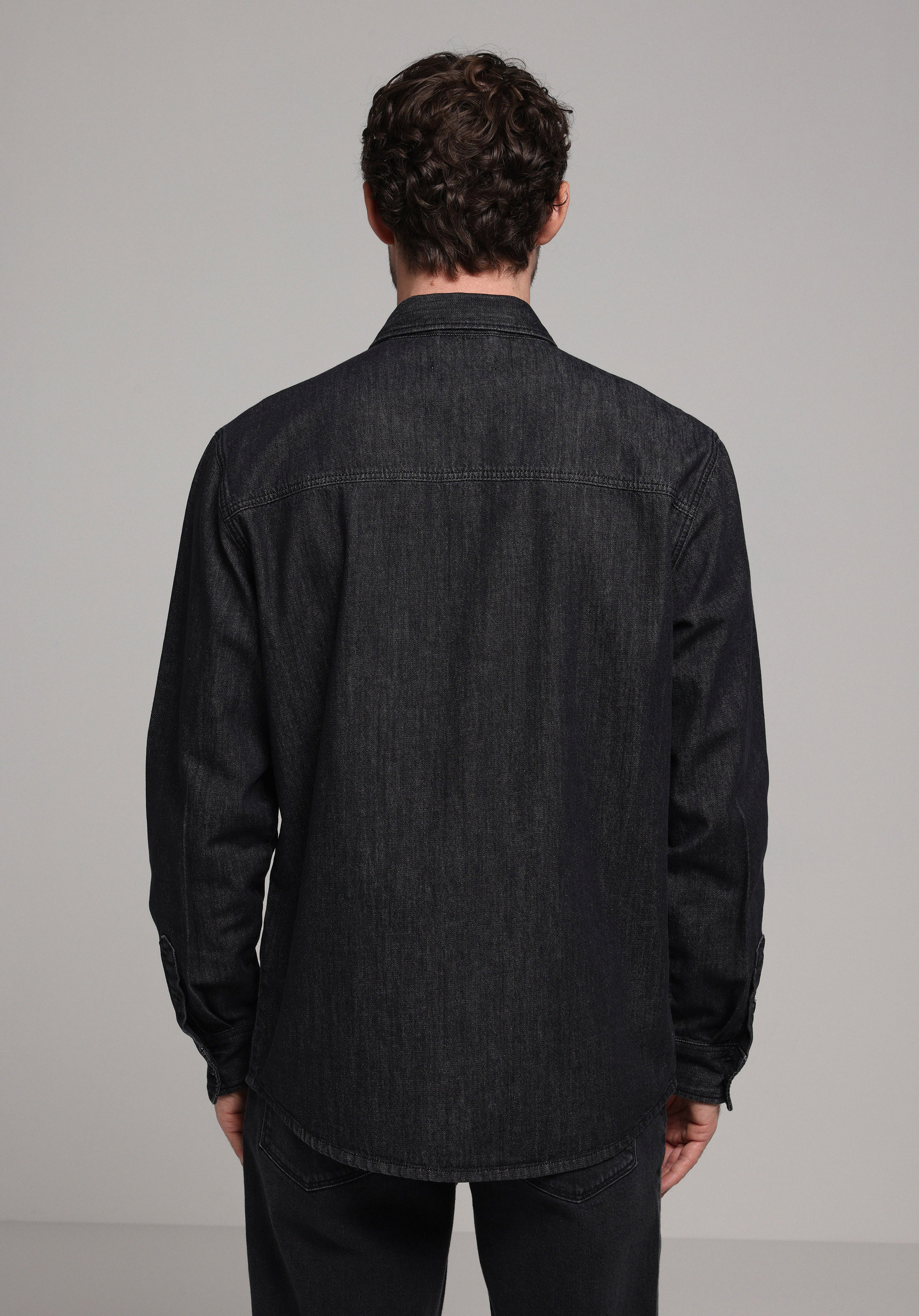 Afișați detalii pentru Camasa Cu Maneca Lunga De Barbati Negru Regular Fit  Cl1078188