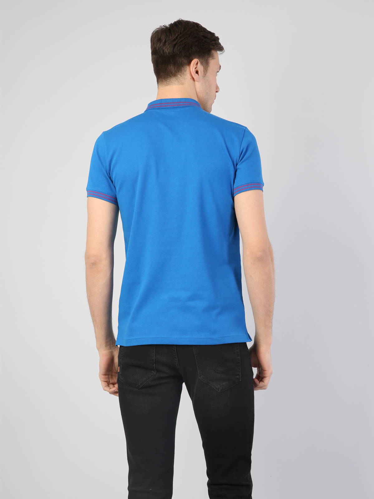 Afișați detalii pentru Tricou Polo Cu Maneca Scurta De Barbati Albastru Slim Fit  Cl1040747