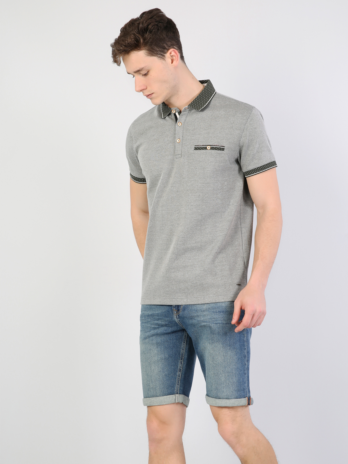 Afișați detalii pentru Tricou Polo Cu Maneca Scurta De Barbati Verde Regular Fit  Cl1042569