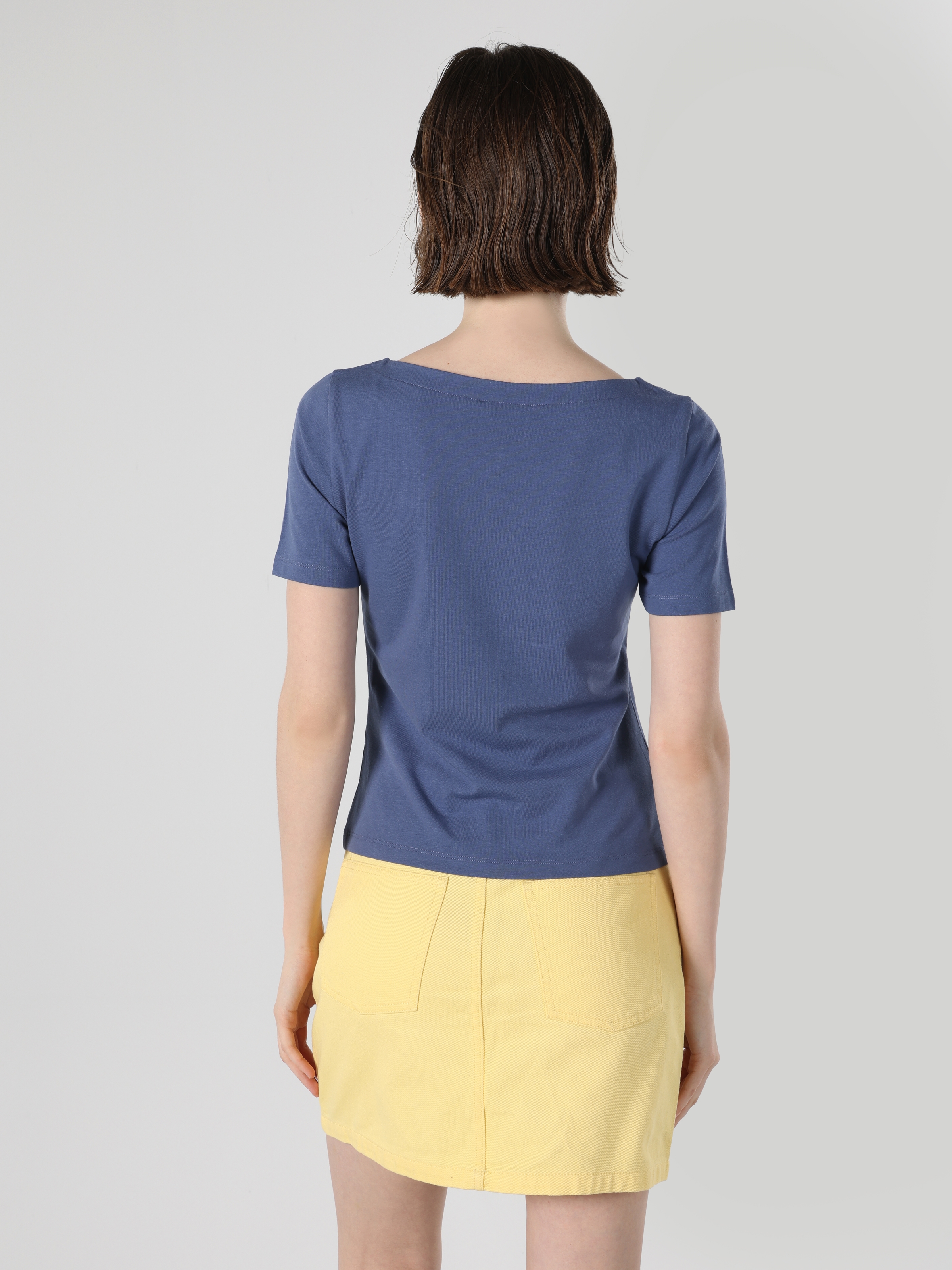 Afișați detalii pentru Tricou Cu Maneca Scurta De Dama Albastru Slim Fit  