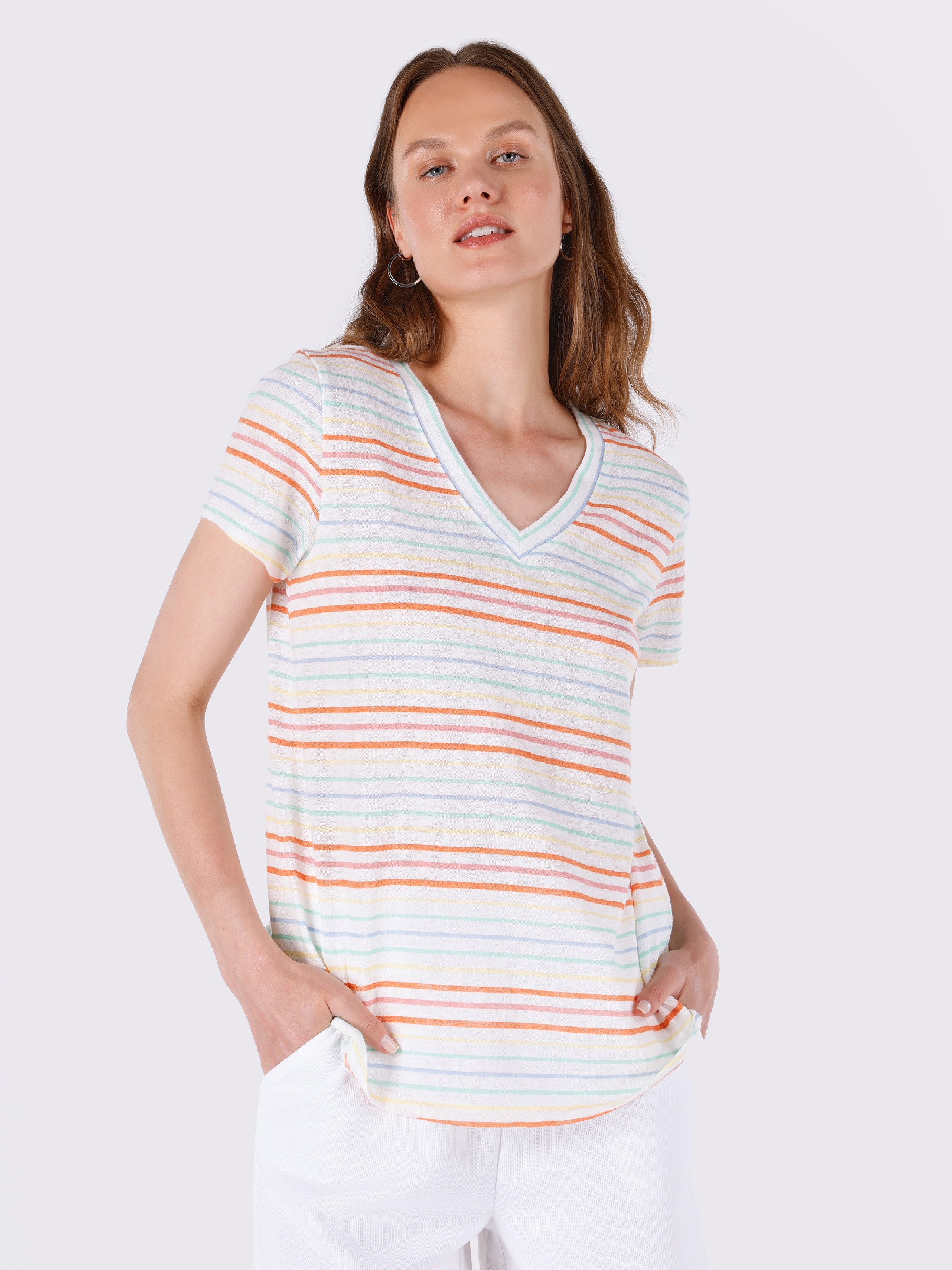 Afișați detalii pentru Tricou Cu Maneca Scurta De Dama Multicolor Regular Fit 