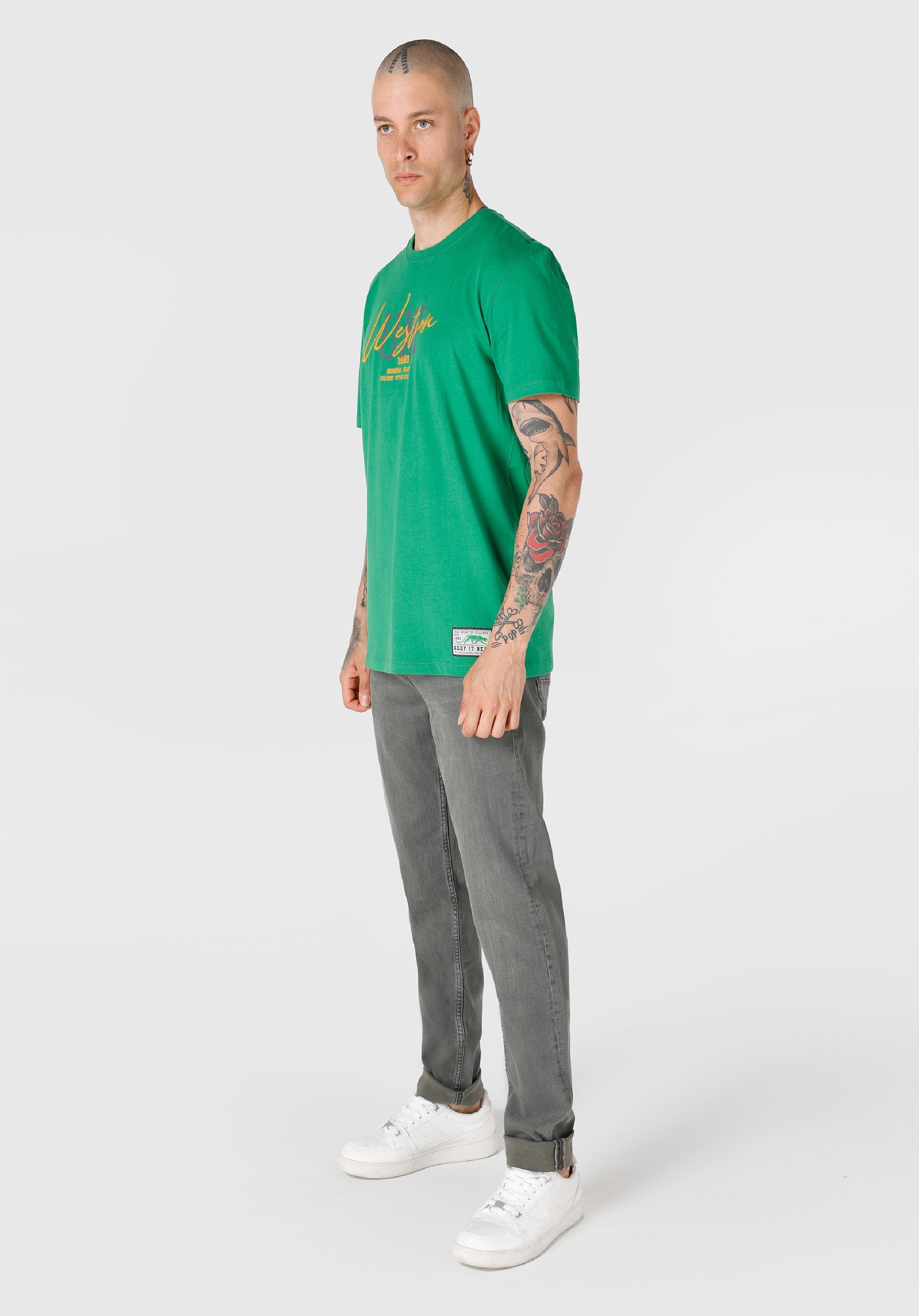 Afișați detalii pentru Tricou Cu Maneca Scurta De Barbati Verde Regular Fit  