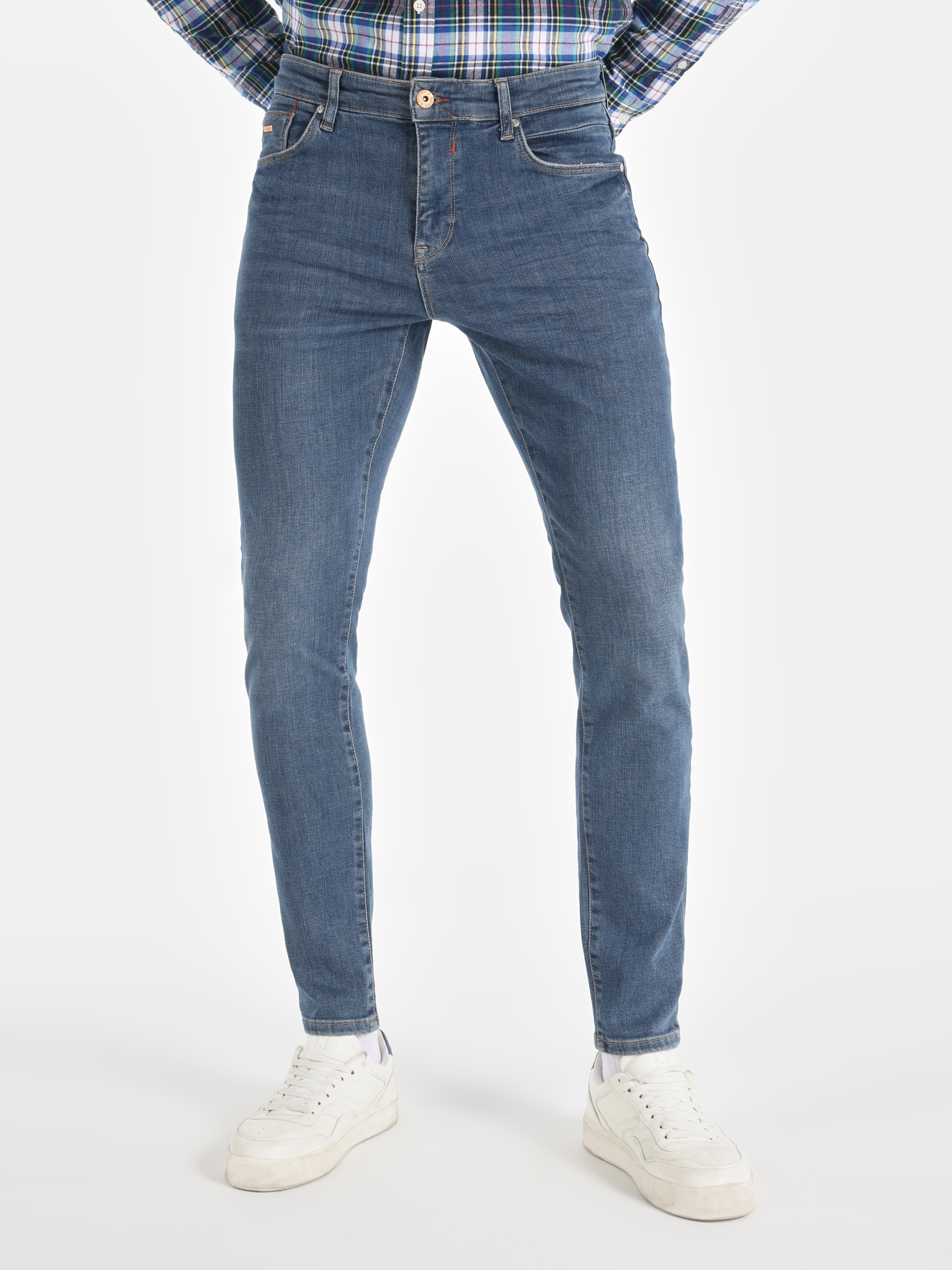 Afișați detalii pentru Pantaloni De Barbati Albastru Slim Fit 041 DANNY CL1065233