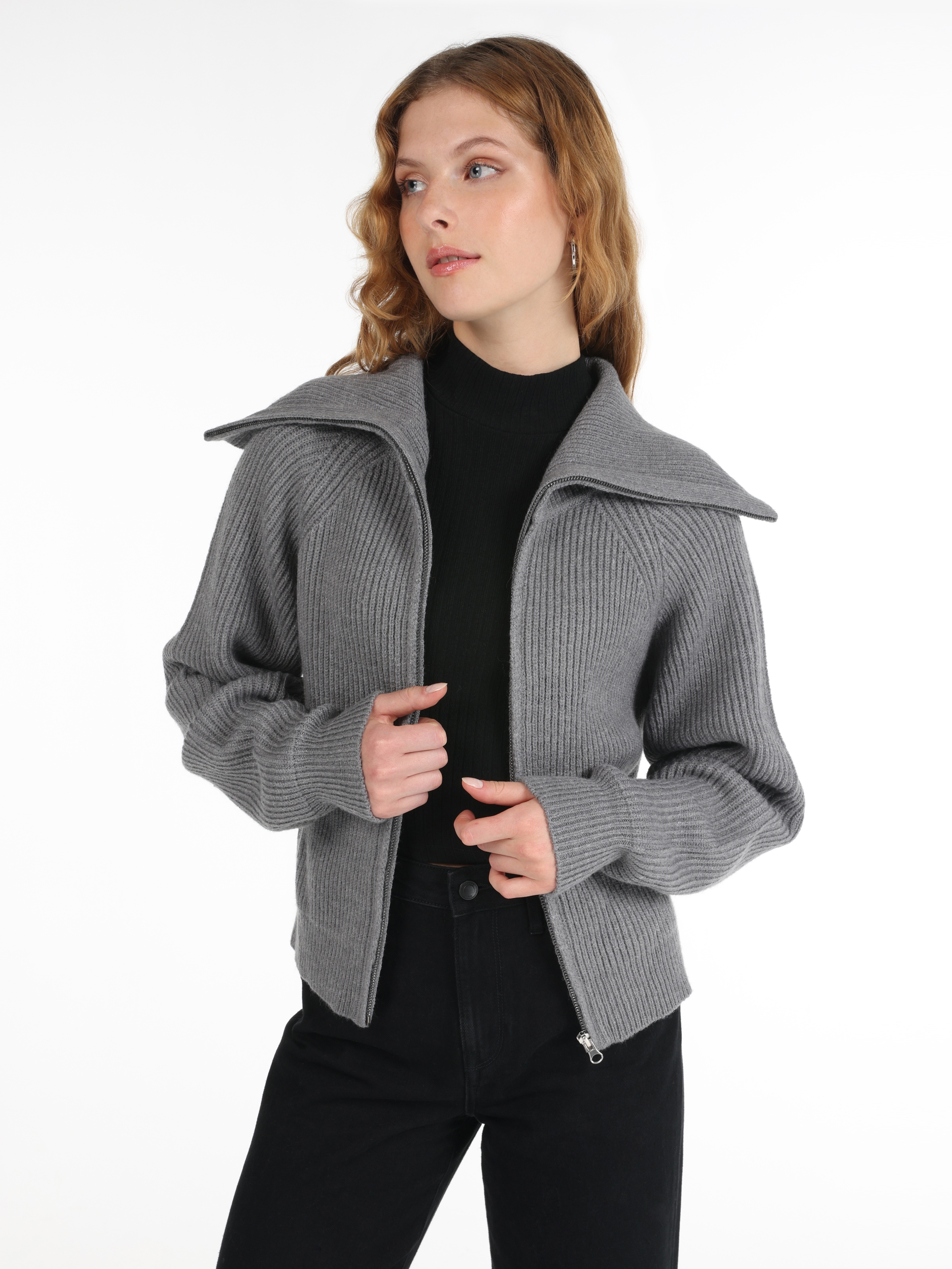 Afișați detalii pentru Cardigan De Dama Gri Regular Fit  CL1065649