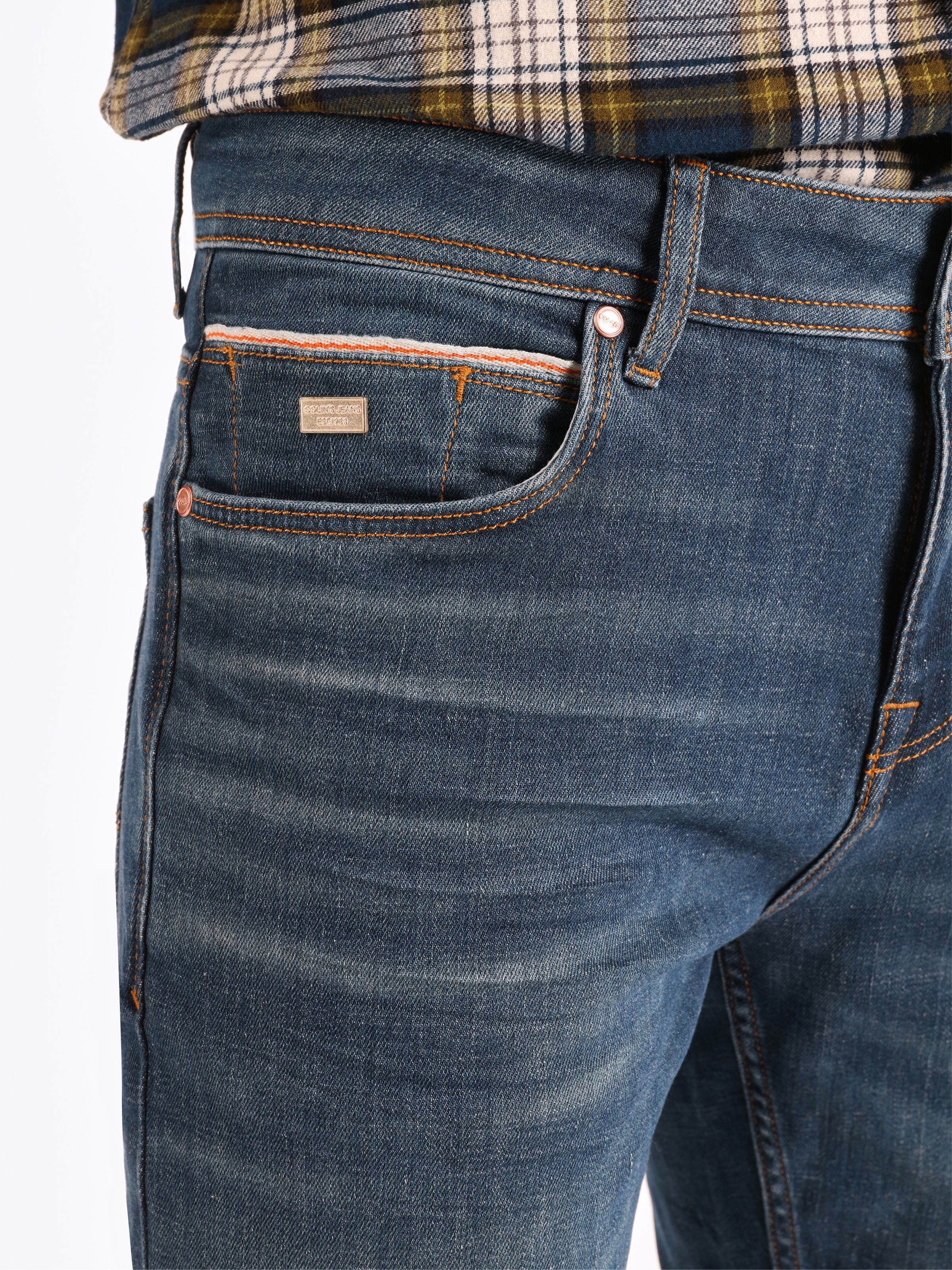 Afișați detalii pentru Pantaloni De Barbati Albastru Straight Fit 044 KARL CL1065272